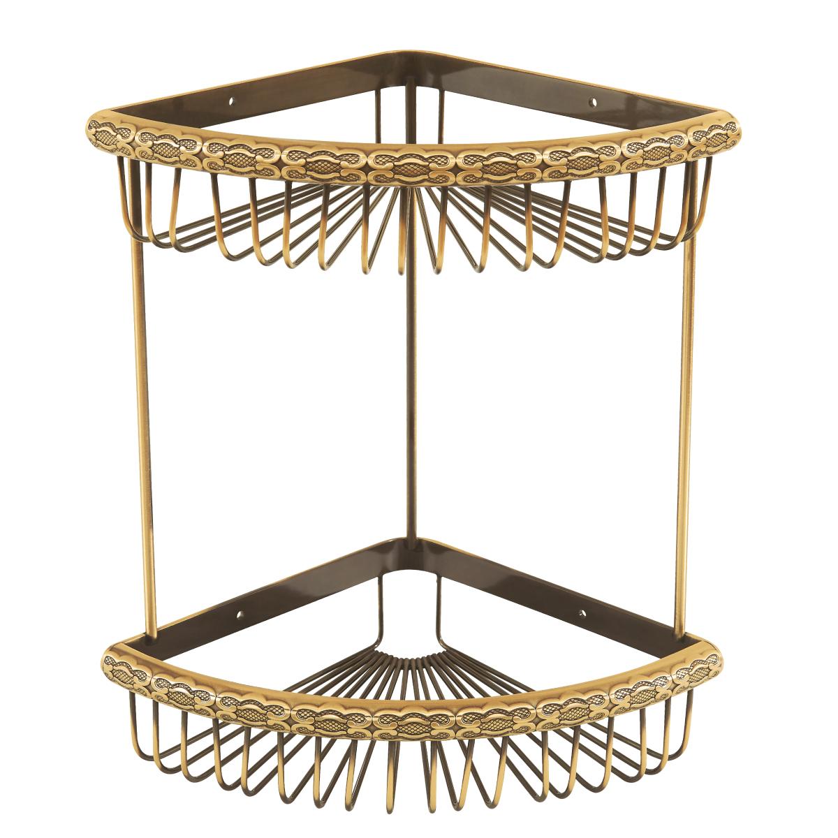 """Аксессуары"" Jasmine полка угловая 2-х ярусная, 240х240х365 мм, бронза"