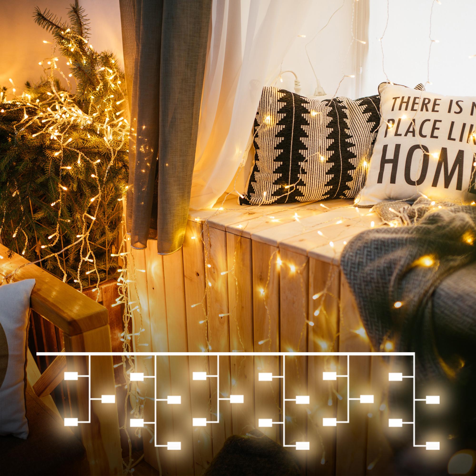 Светодиодная гирлянда занавес Eurosvet 1,5*1м IP20 200-001 теплый белый