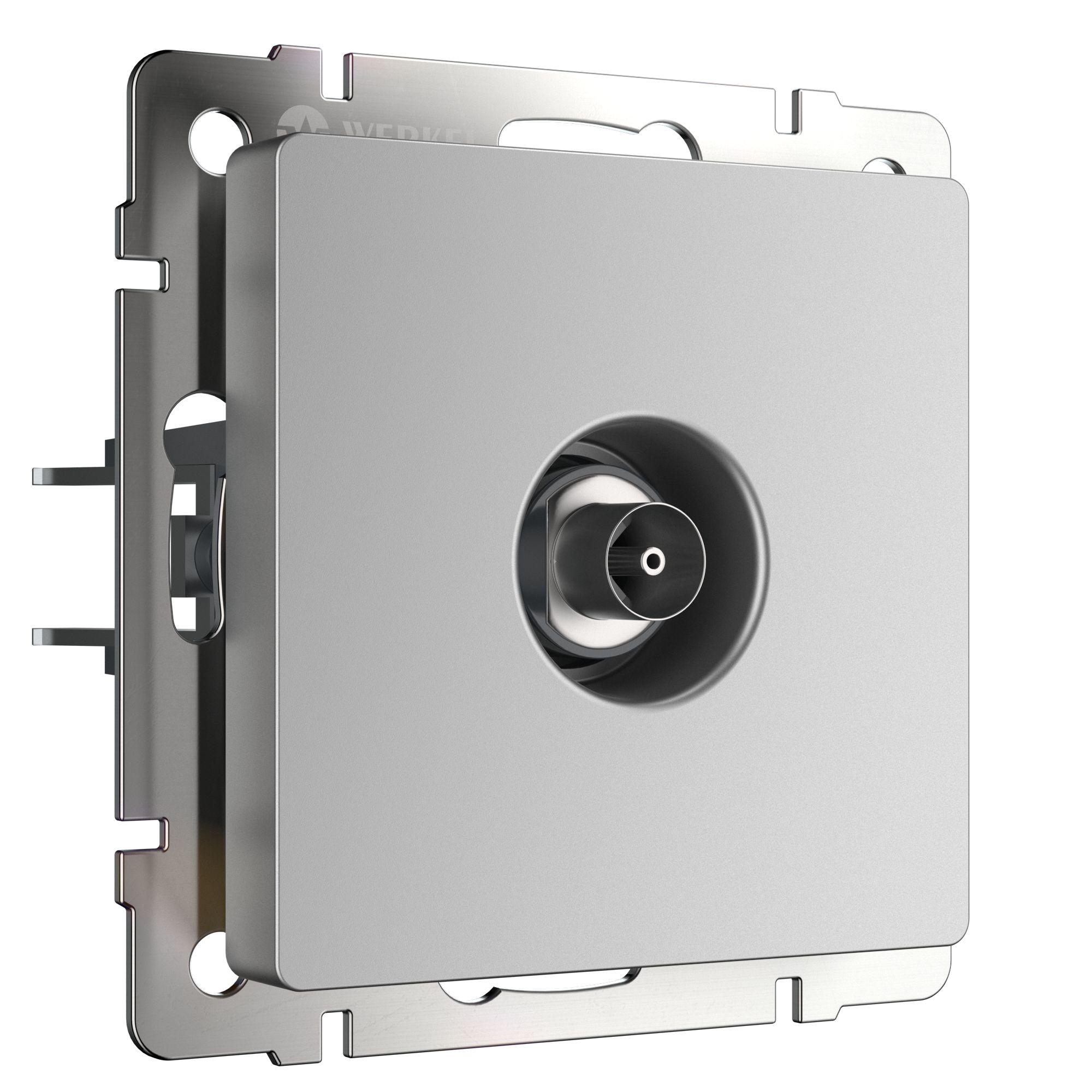 ТВ-розетка проходная серебряный Werkel WL06-TV-2W