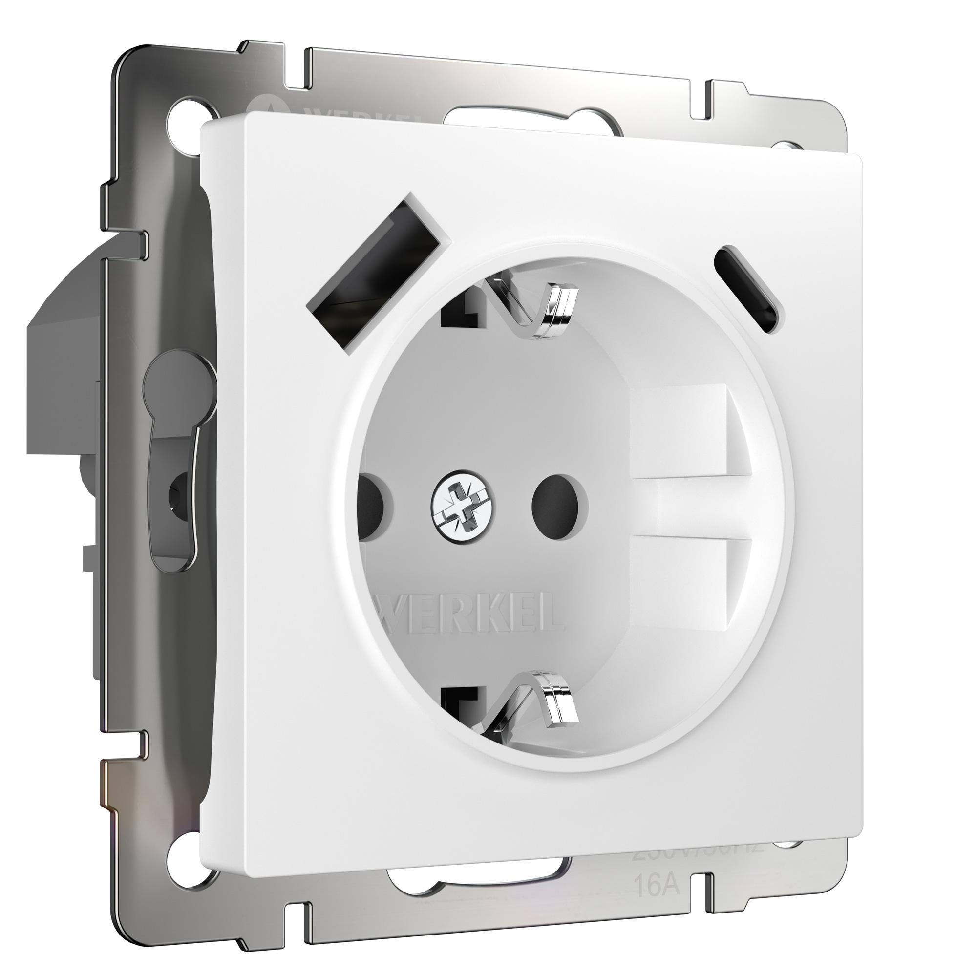 Розетка с быстрой зарядкой USB Type A+С белая Werkel W1171701