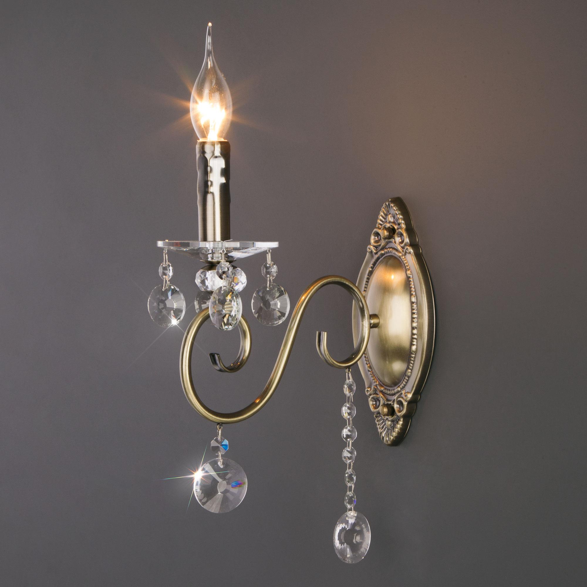 Классическое бра с хрусталем Eurosvet 10104/1 античная бронза/прозрачный хрусталь Strotskis