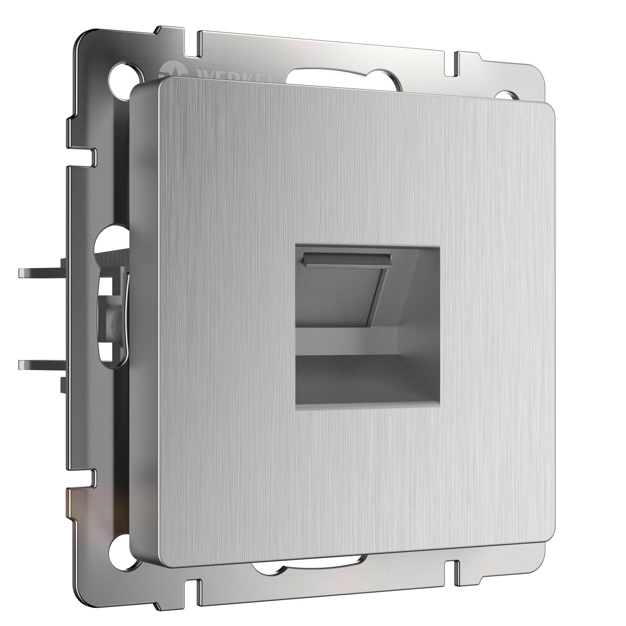 Розетка Ethernet RJ-45 cеребряный рифленый Werkel W1181009