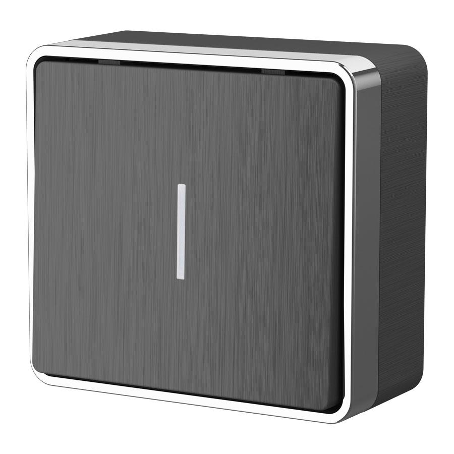 Выключатель одноклавишный с подсветкой Gallant графит рифленый Werkel W5010104