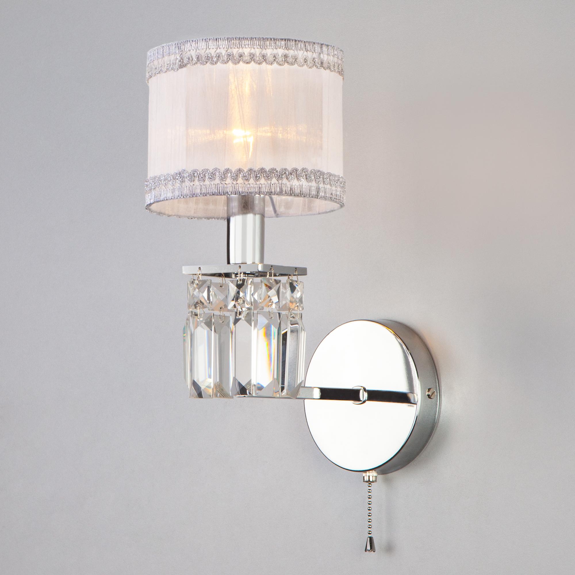 Классическое бра с абажуром Eurosvet 10099/1 хром/прозрачный хрусталь Strotskis