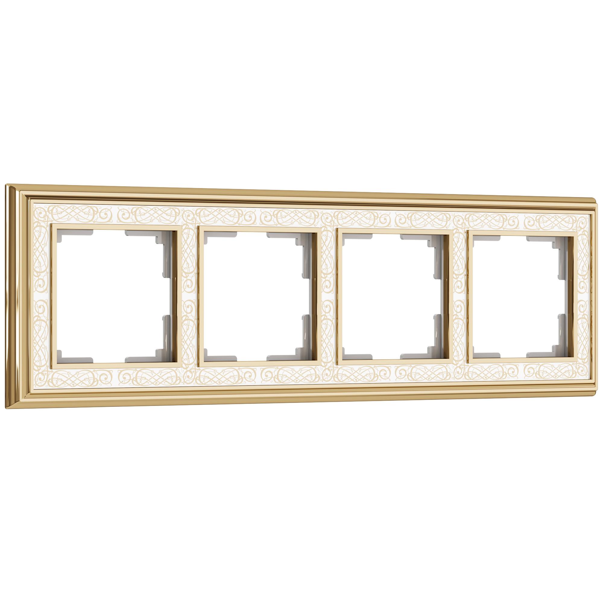 Рамка на 4 поста золото/белый Werkel W0041429