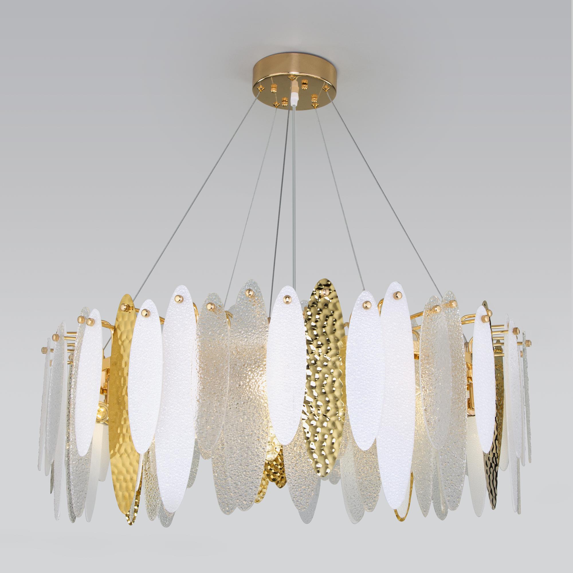 Подвесная люстра с фактурным стеклом Eurosvet 326/10 золото