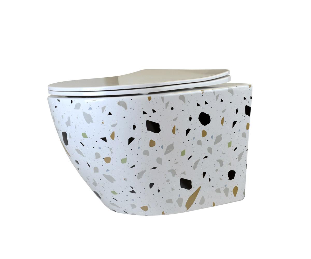 Унитаз подвесной безободковый Bronze de Luxe Terrazzo крышка белая 2092-W