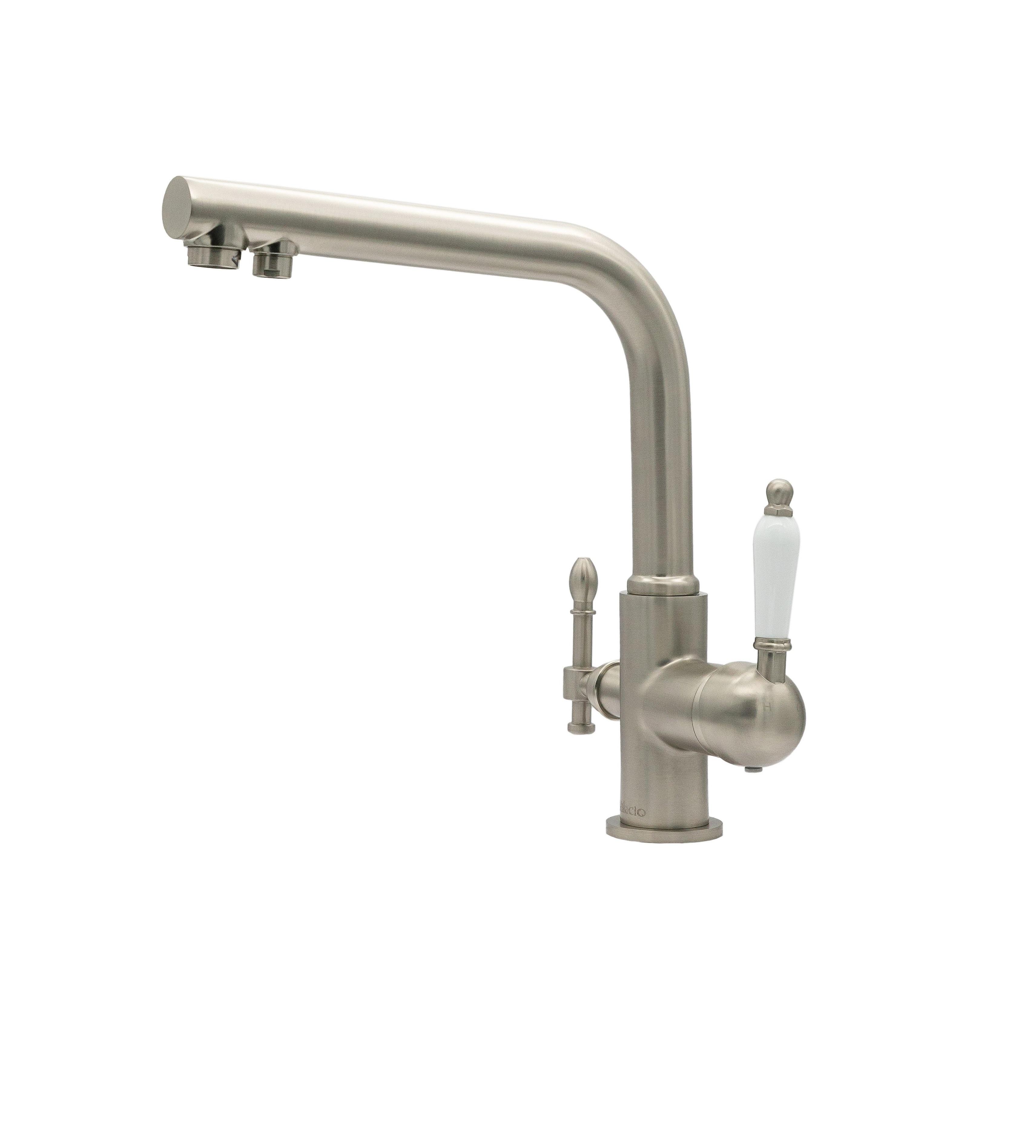 Смеситель для кухни с подключением фильтра 2в1 Milacio Castellon Ceramic сатин MC.512.SN