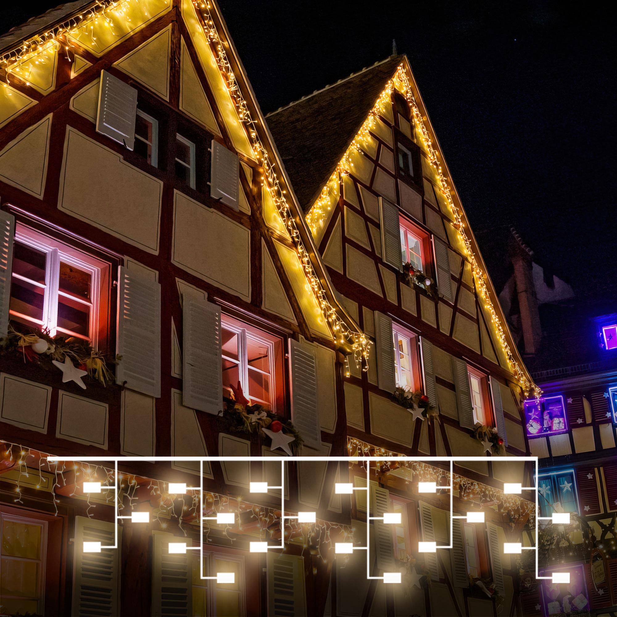 Праздничная гирлянда бахрома Eurosvet с эффектом мерцания 3*0,6 м IP65 100-101 теплый белый