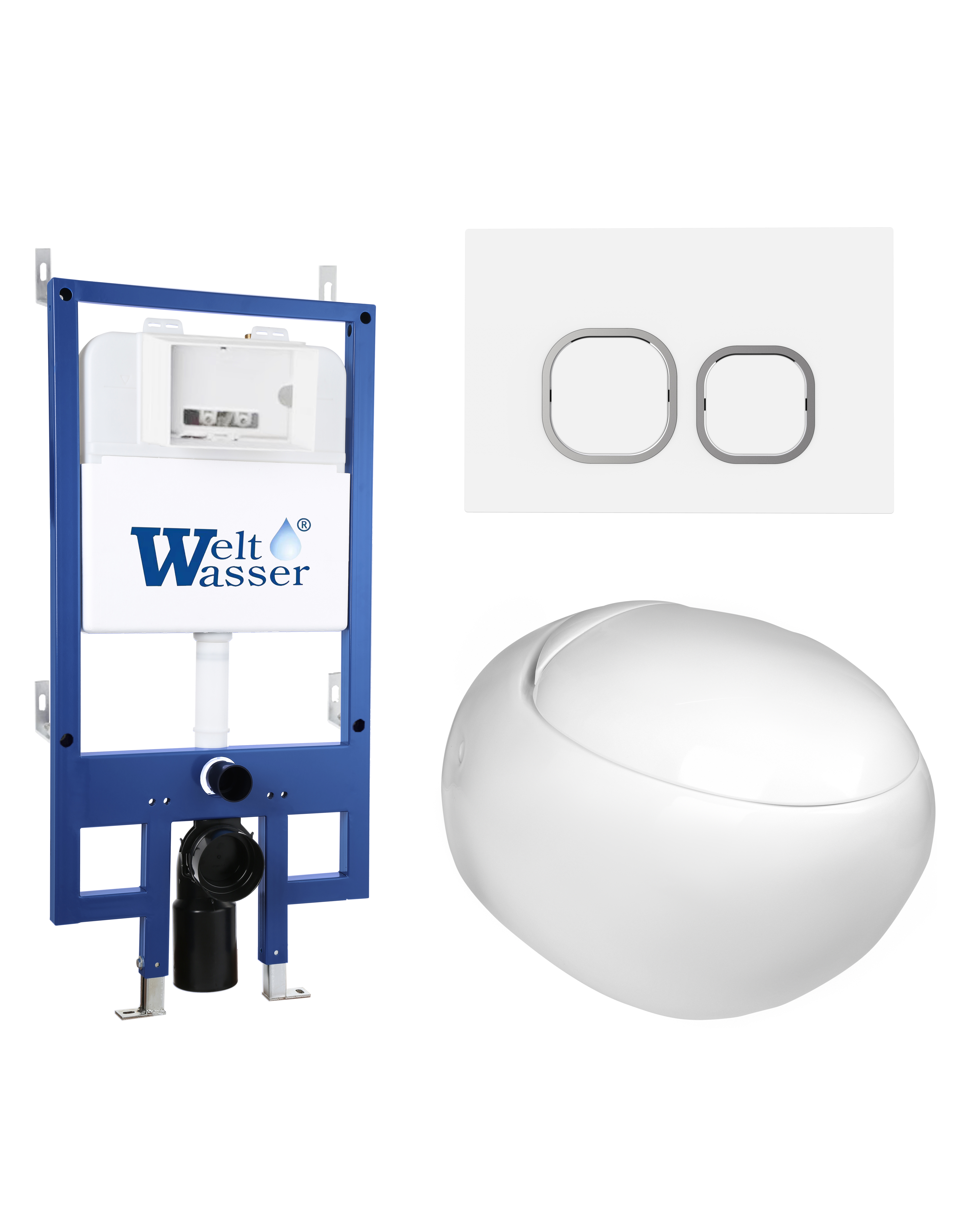Комплект WeltWasser 10000012847 унитаз  JECKENBACH 004 GL-WT  + инсталляция BAMBERG 545  + кнопка см