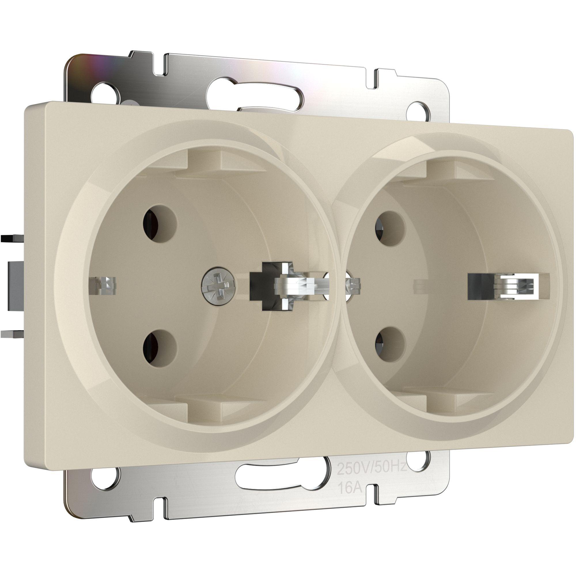 Розетка двойная с заземлением слоновая кость Werkel W1172003