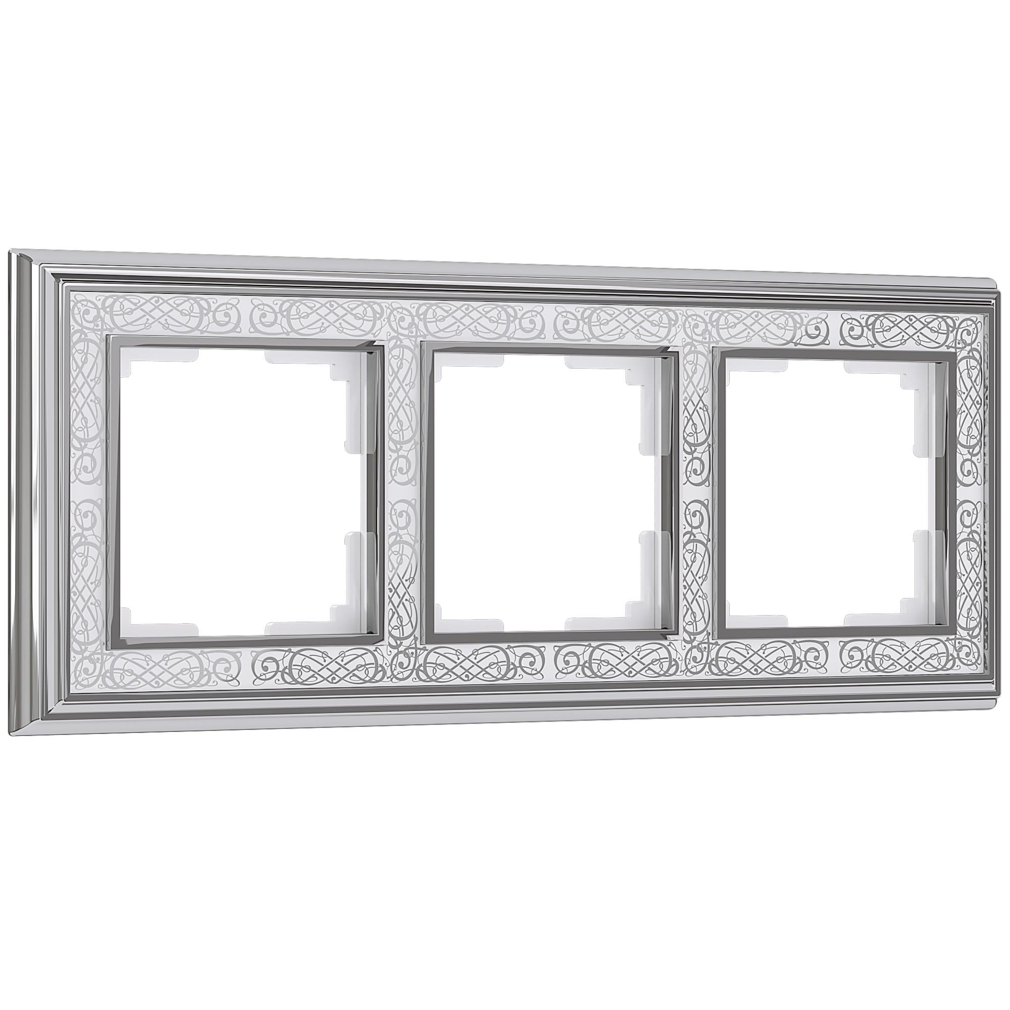 Рамка на 3 поста хром/белый Werkel W0031431