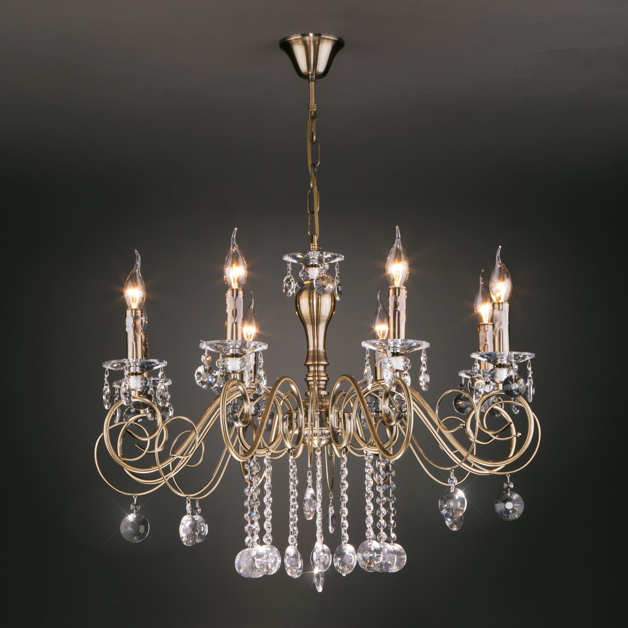 Подвесная хрустальная люстра Eurosvet 10104/8 античная бронза/прозрачный хрусталь Strotskis