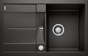 Врезная кухонная мойка Blanco METRA 45 S SILGRANIT PuraDur черный с клапаном-автоматом