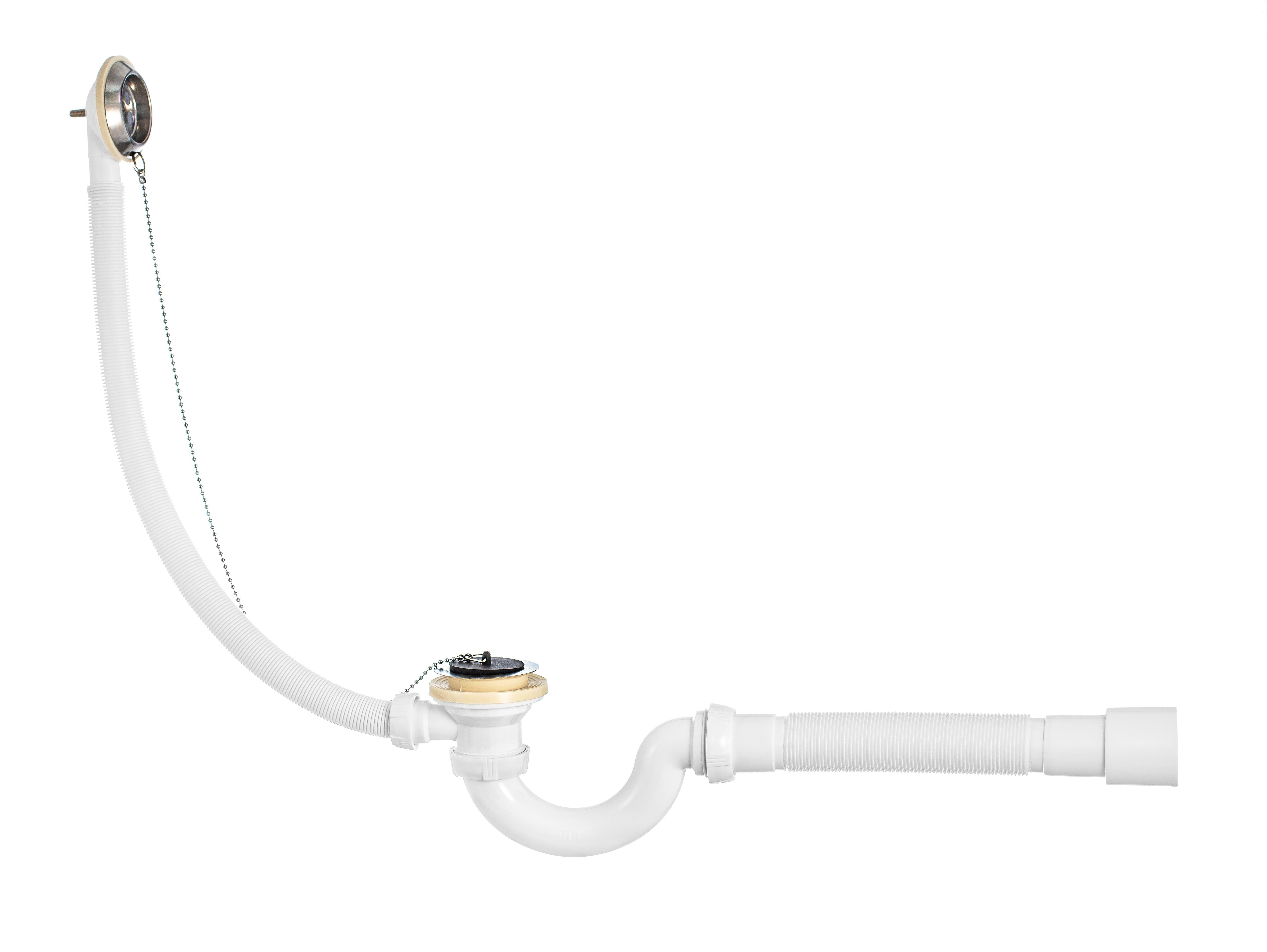 Слив-перелив Wirquin с сифонои S-образный 40мм с гофротрубой 40x40/50 мм 30718060