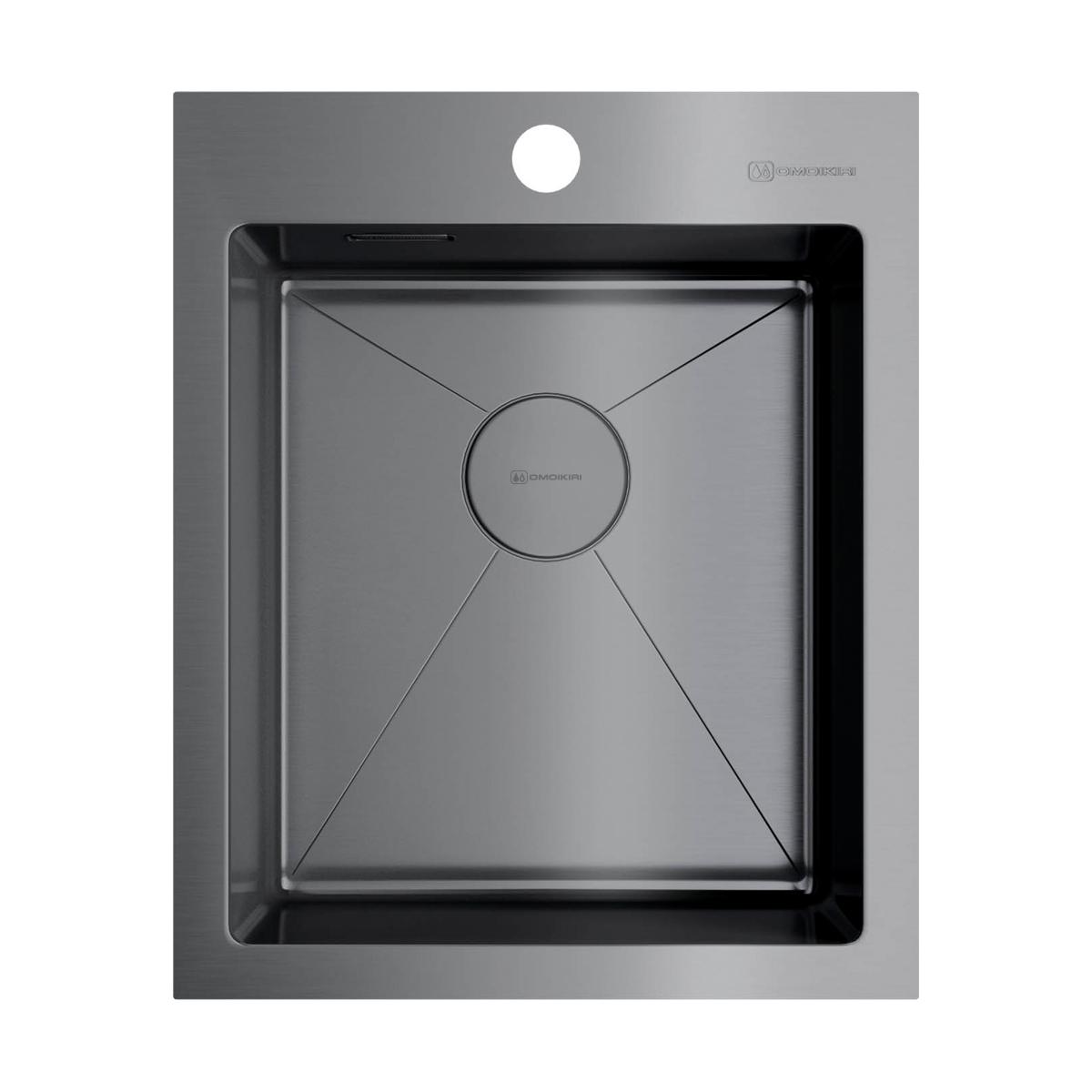 Врезная кухонная мойка Omoikiri Akisame 41-GM вороненая сталь 4973094