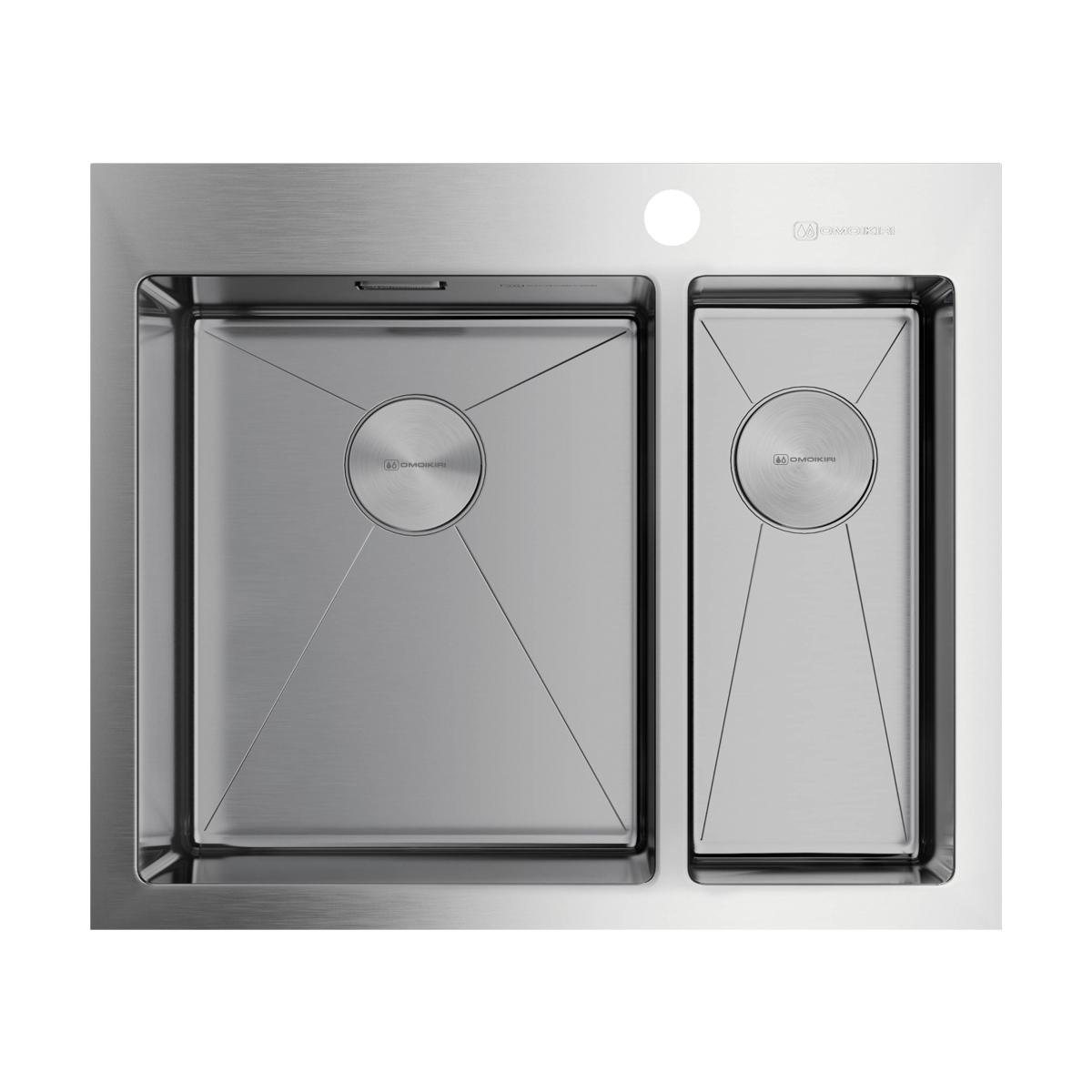 Врезная кухонная мойка Omoikiri Akisame 60-2-IN-L нержавеющая сталь 4993775