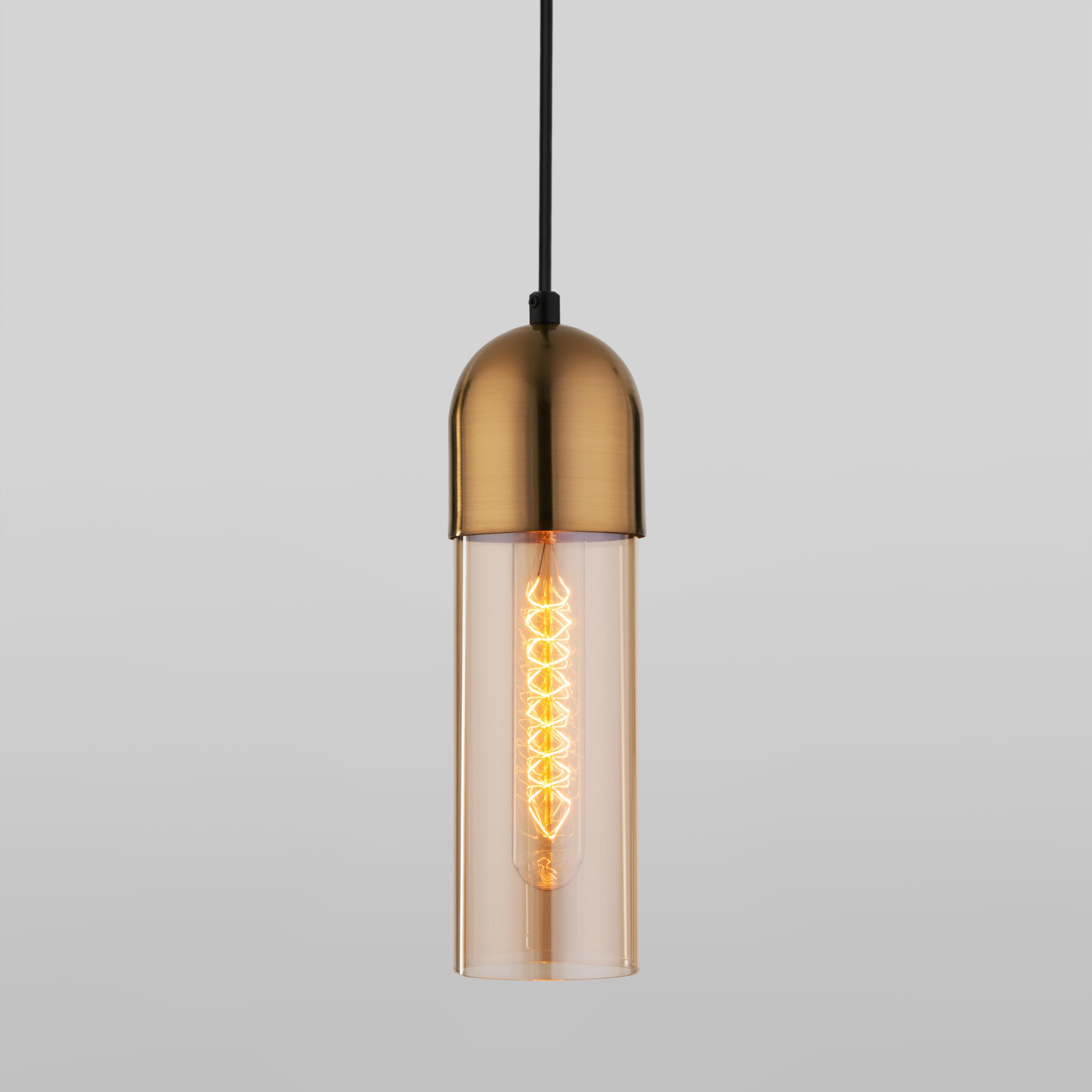 Подвесной светильник с плафоном Eurosvet 50180/1 янтарный