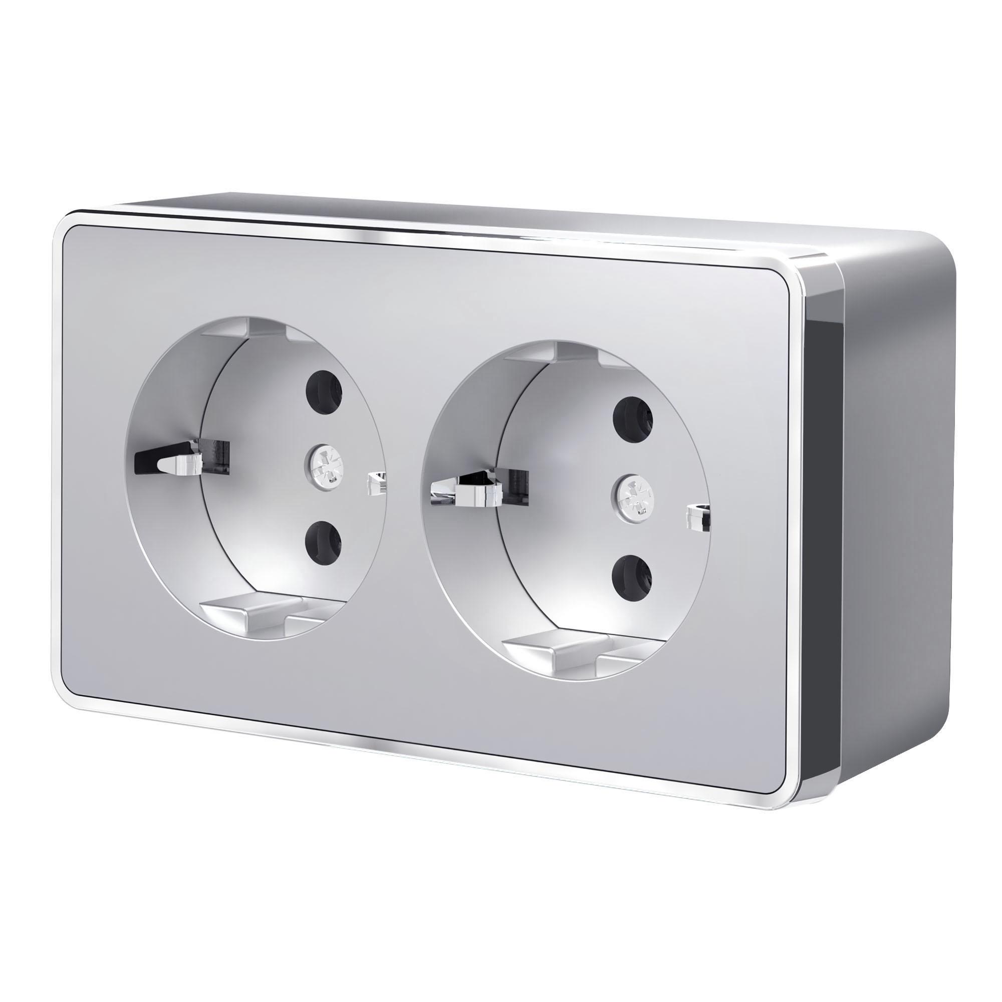 Розетка двойная с заземлением Gallant серебряный Werkel W5072106