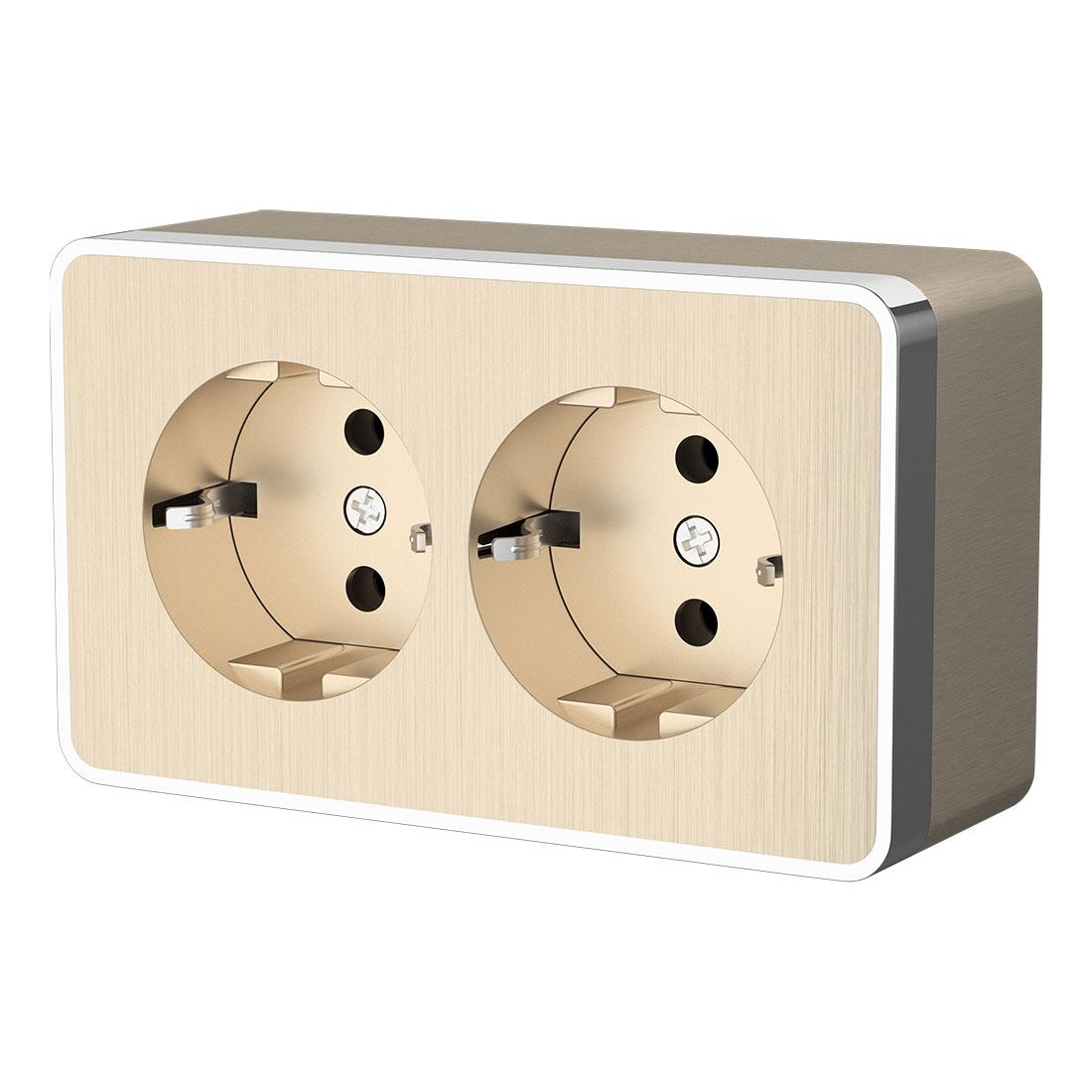 Розетка двойная с заземлением Gallant шампань рифленый Werkel W5072110