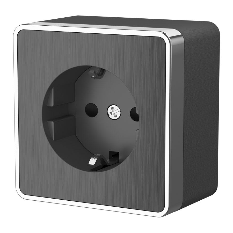 Розетка с заземлением и шторками Gallant графит рифленый Werkel W5071104