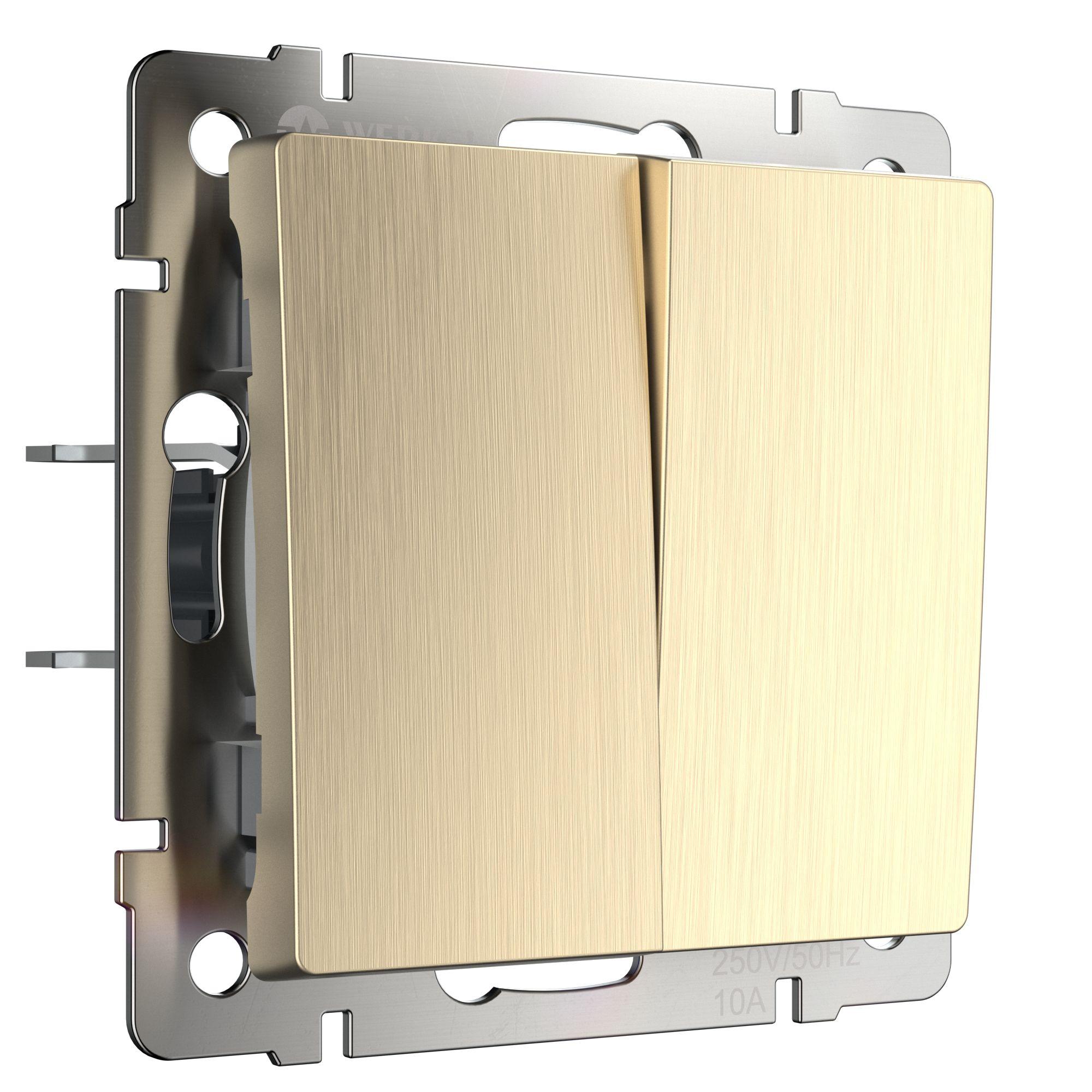 Выключатель двухклавишный проходной шампань рифленый Werkel W1122010