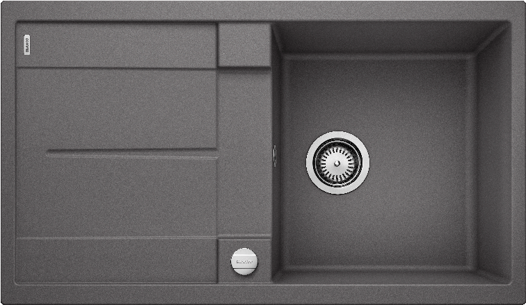 Врезная кухонная мойка Blanco METRA 5 S SILGRANIT PuraDur темная скала с клапаном-автоматом