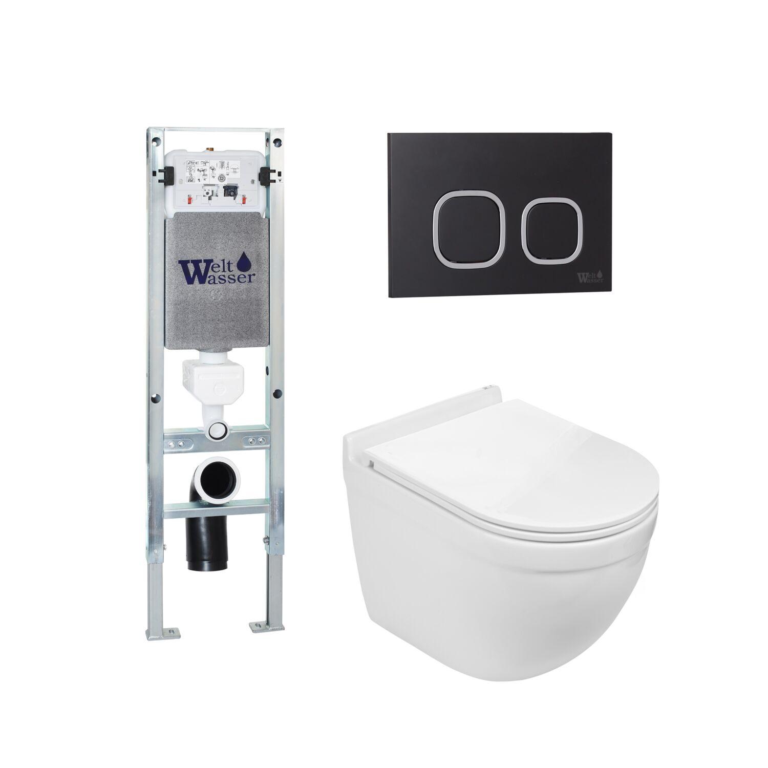 Комплект WeltWasser 10000012131 унитаз  HEIMBACH 043 GL-WT  + инсталляция AMBERG 350 ST  + кнопка см