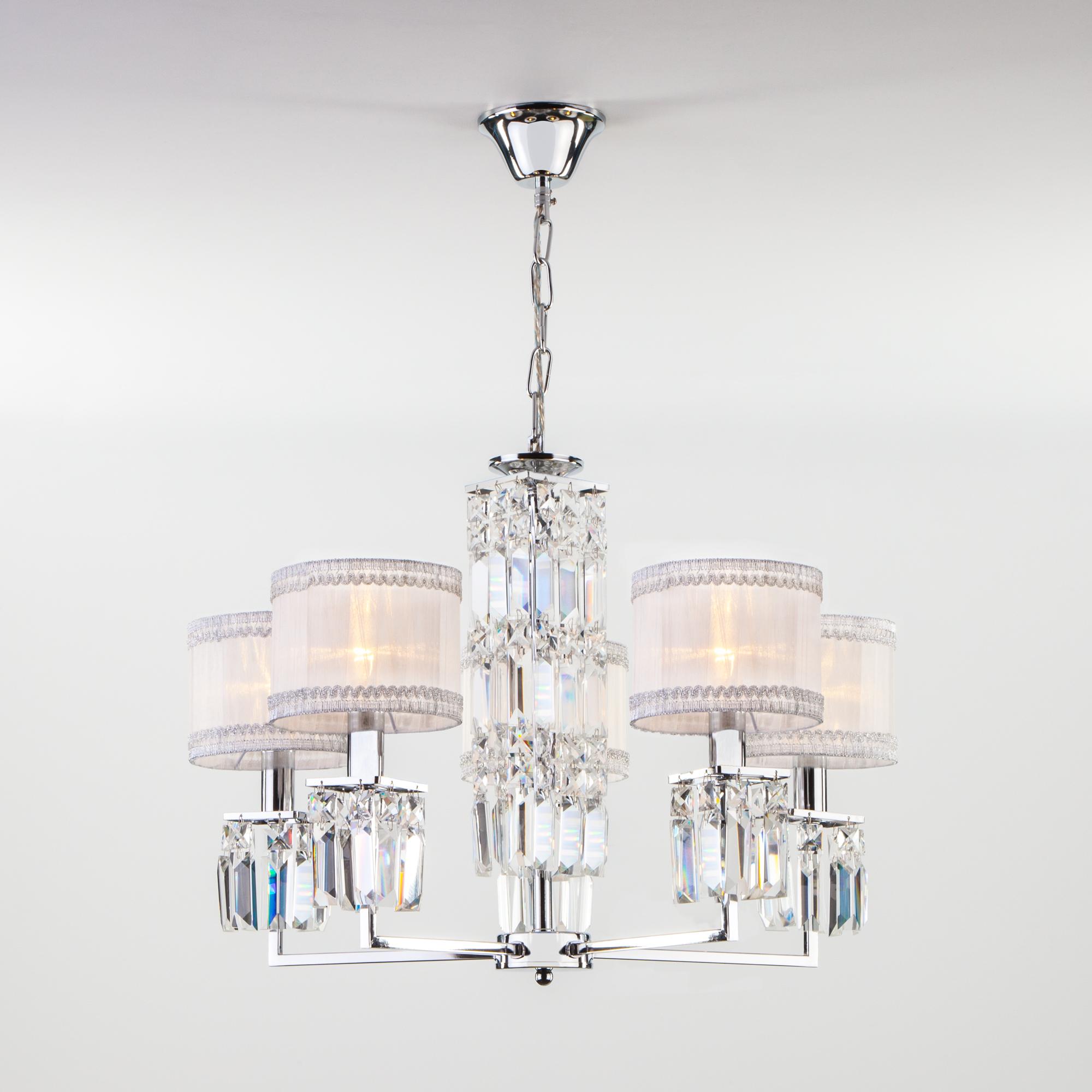 Подвесная люстра с хрусталем Eurosvet 10099/5 хром/прозрачный хрусталь Strotskis