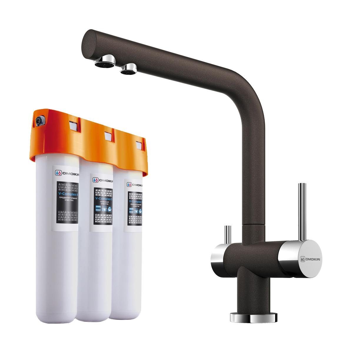 Комплект смеситель + фильтр Omoikiri Nagano-DC + Pure drop Lite 4048.8028