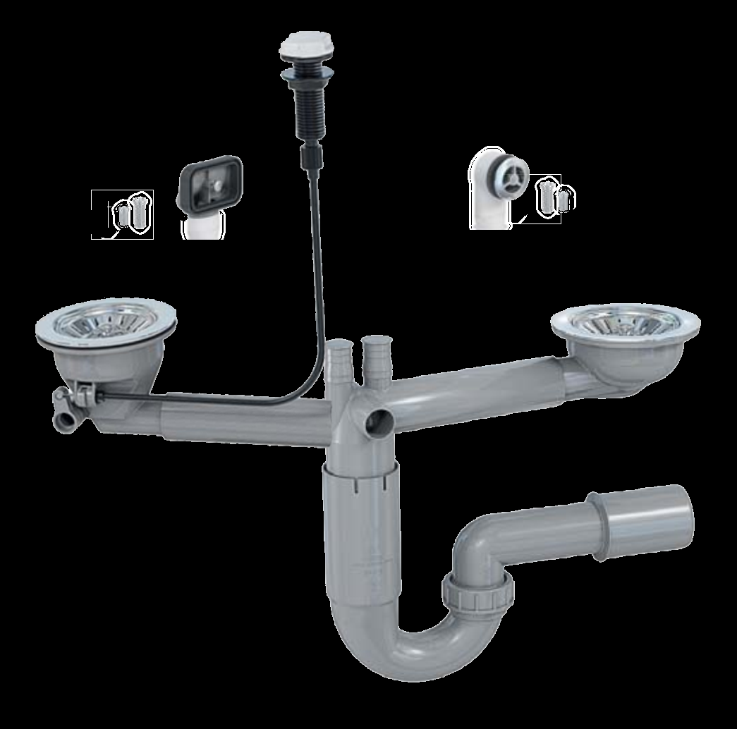 Сифон для мойки Prevex P-loc автомат двойной PL2-R9C45-SANT-01