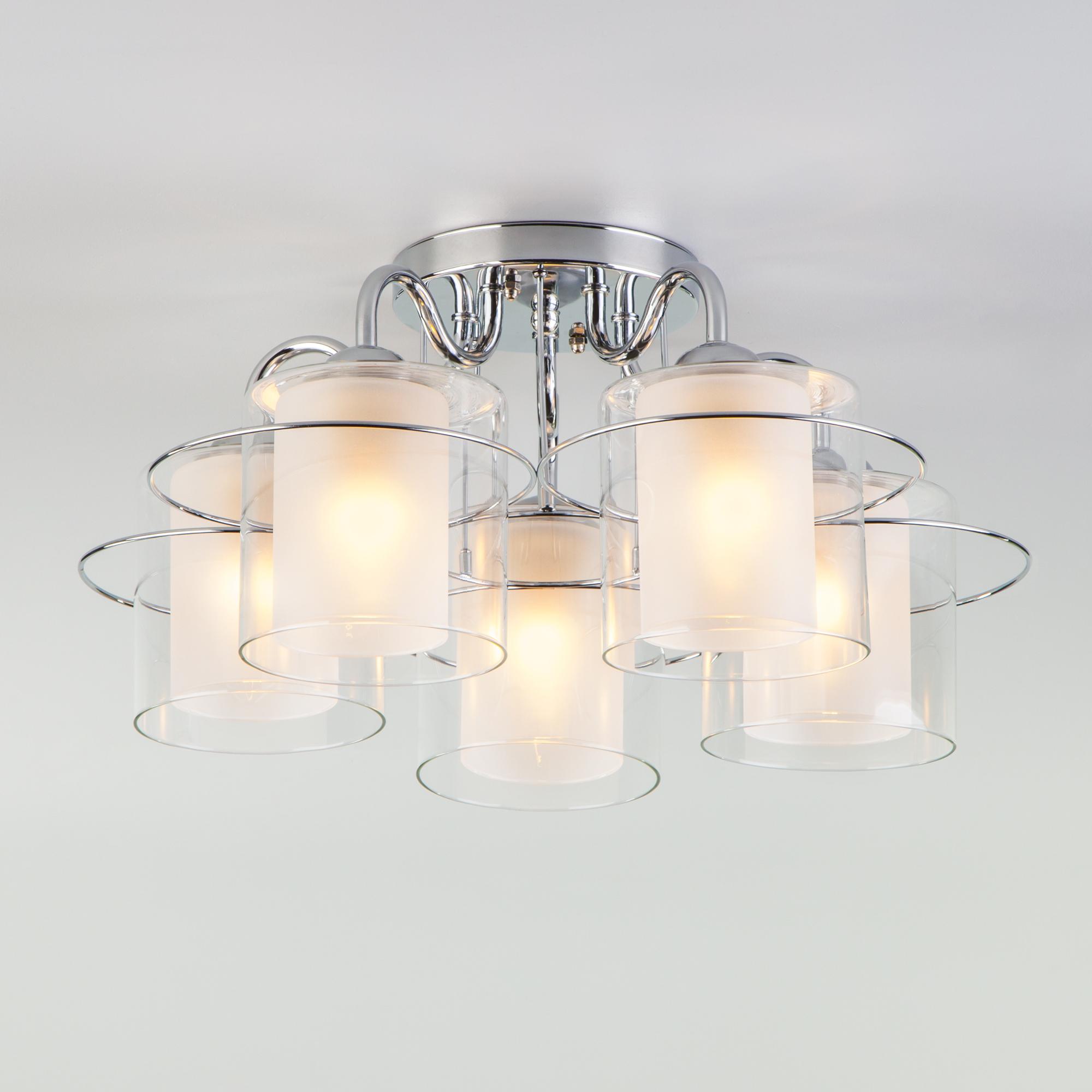Потолочная люстра со стеклянными плафонами Eurosvet 30160/5 хром