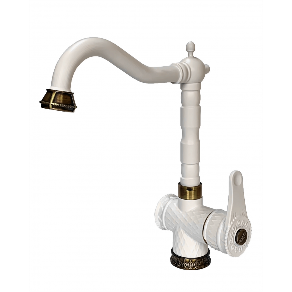 Смеситель для кухни Milacio белый/бронза Carletta MC.510.WBR