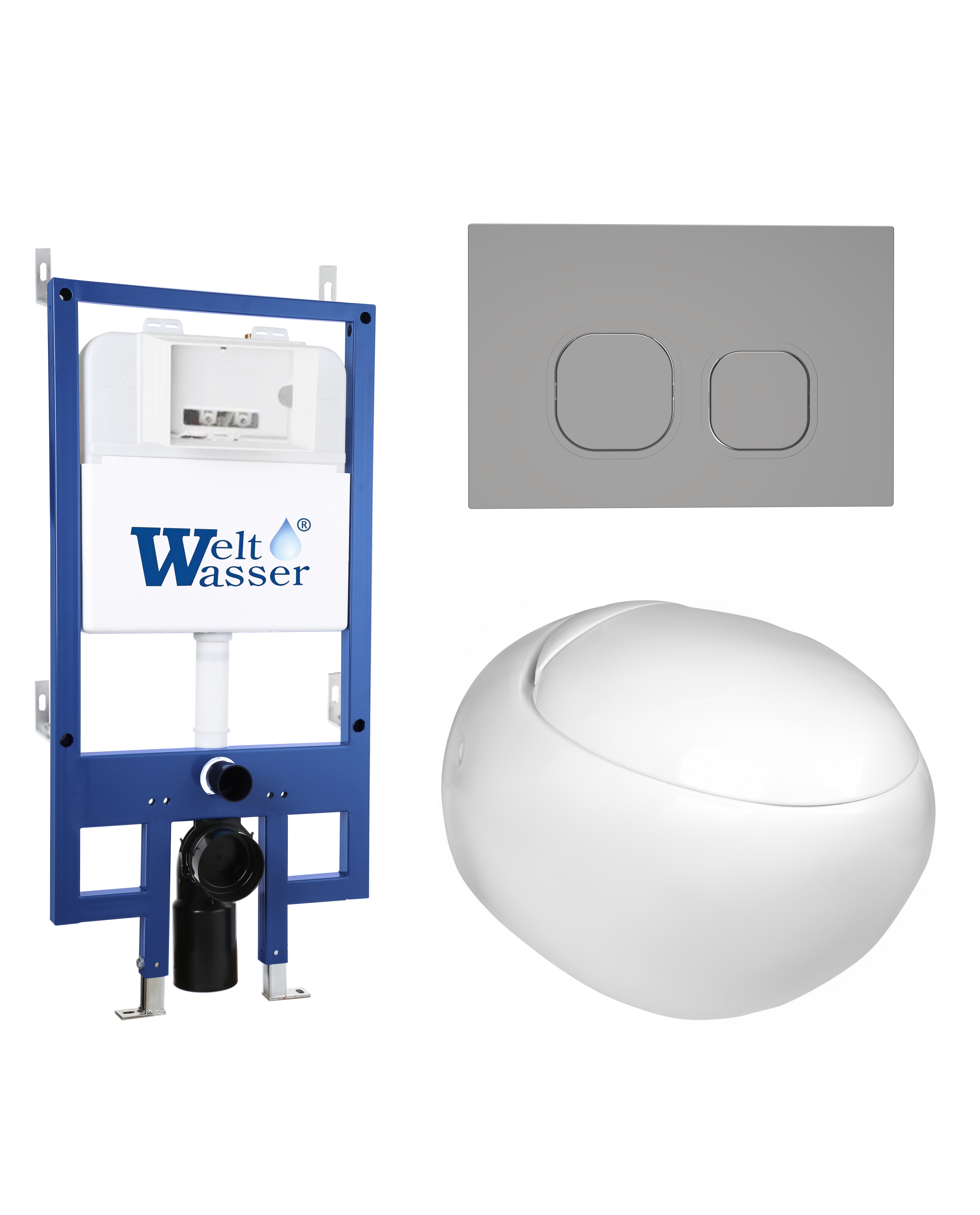 Комплект WeltWasser 10000012846 унитаз  JECKENBACH 004 GL-WT  + инсталляция BAMBERG 545  + кнопка см
