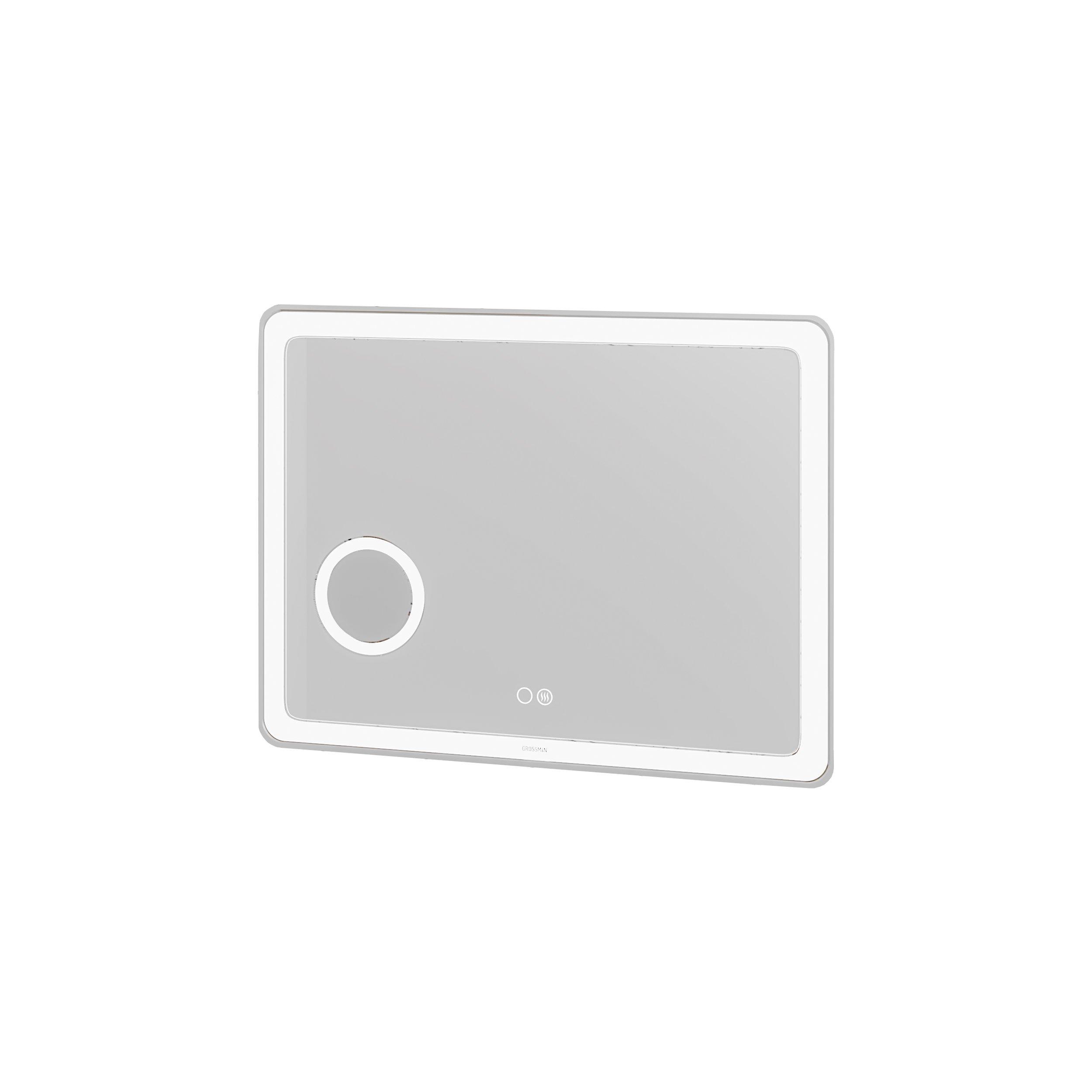 Зеркало Grossman Leo LED с сенсорным выключателем, гравировкой,подогревом и увеличительным стеклом