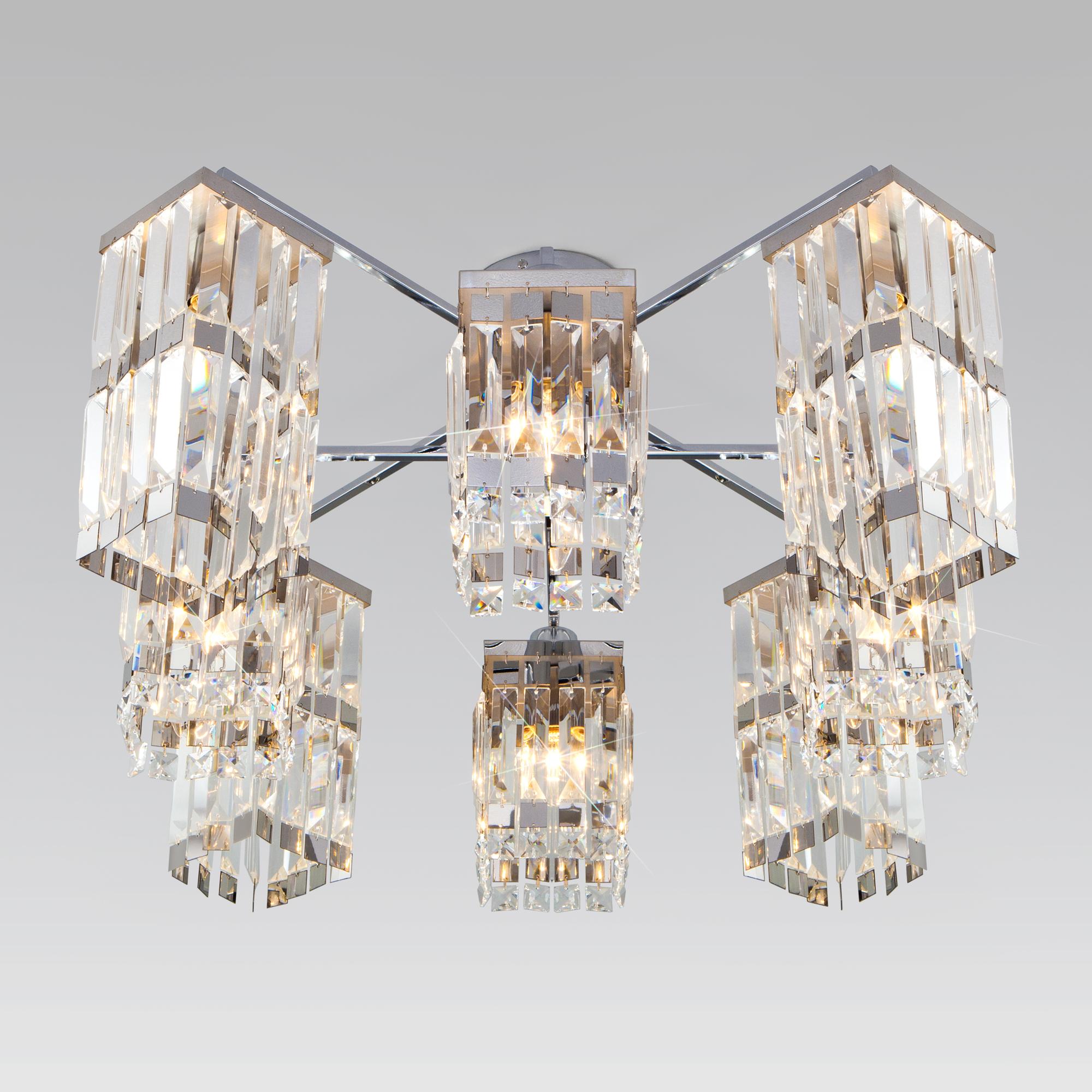 Подвесная люстра с хрусталем Eurosvet 10100/8 хром/прозрачный хрусталь Strotskis