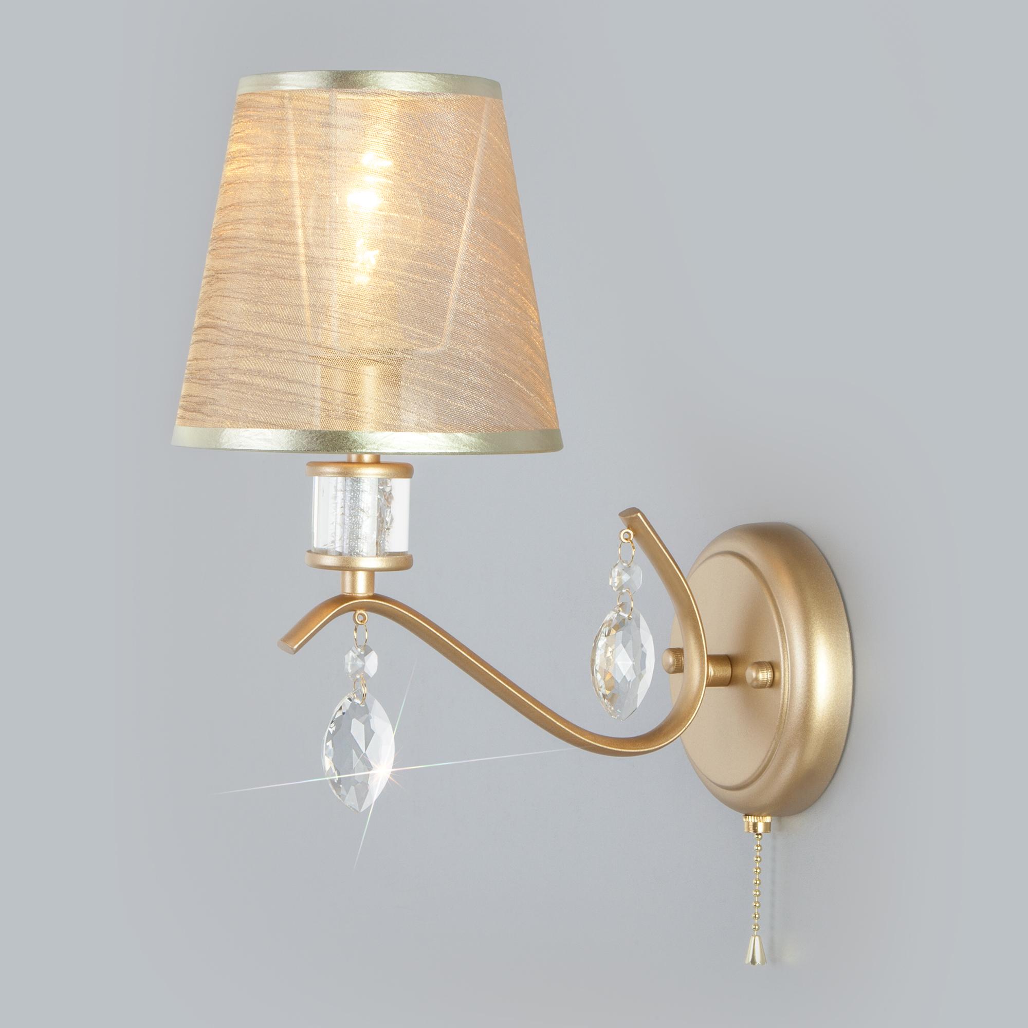 Классическое бра с абажуром Eurosvet 60103/1 перламутровое золото