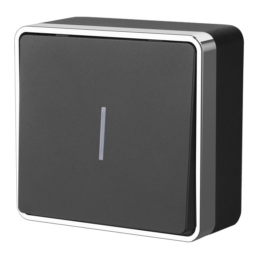 Выключатель одноклавишный с подсветкой Gallant черный/хром Werkel W5010135