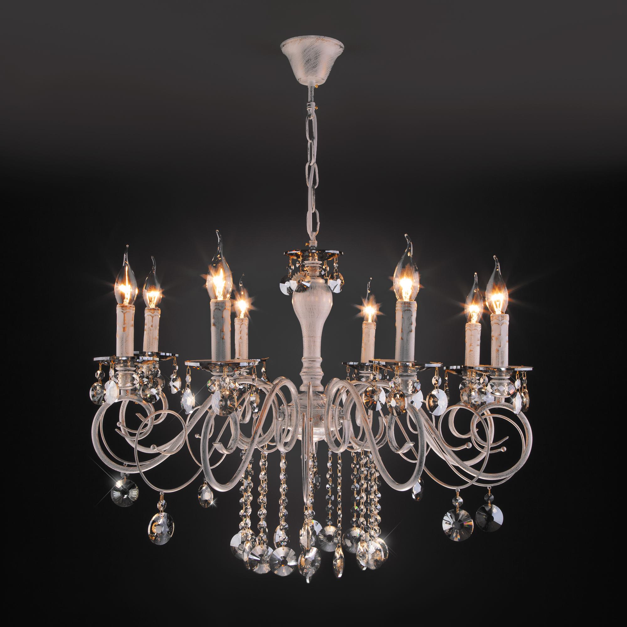 Классическая люстра с хрусталем Eurosvet 10104/8 белый с золотом/тонированный хрусталь Strotskis