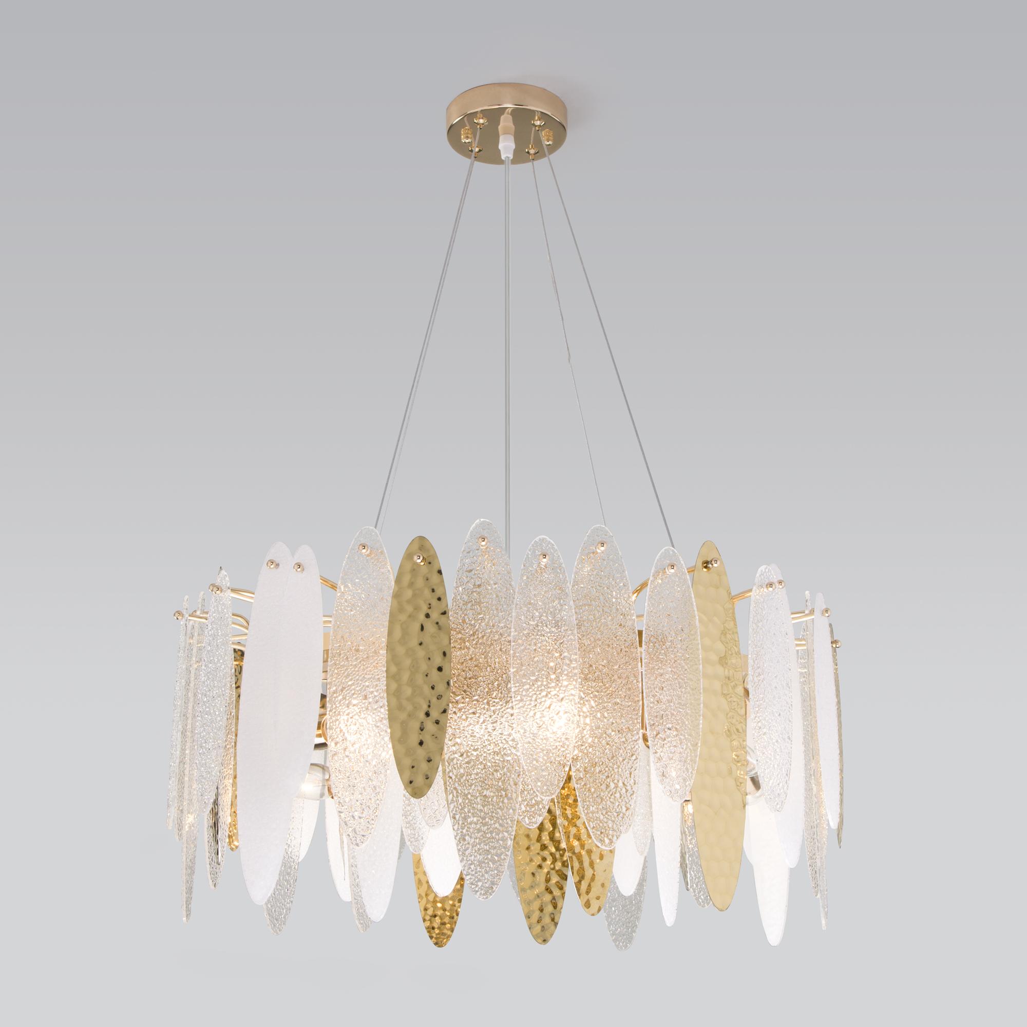 Подвесная люстра с фактурным стеклом Bogate's 326/8 золото