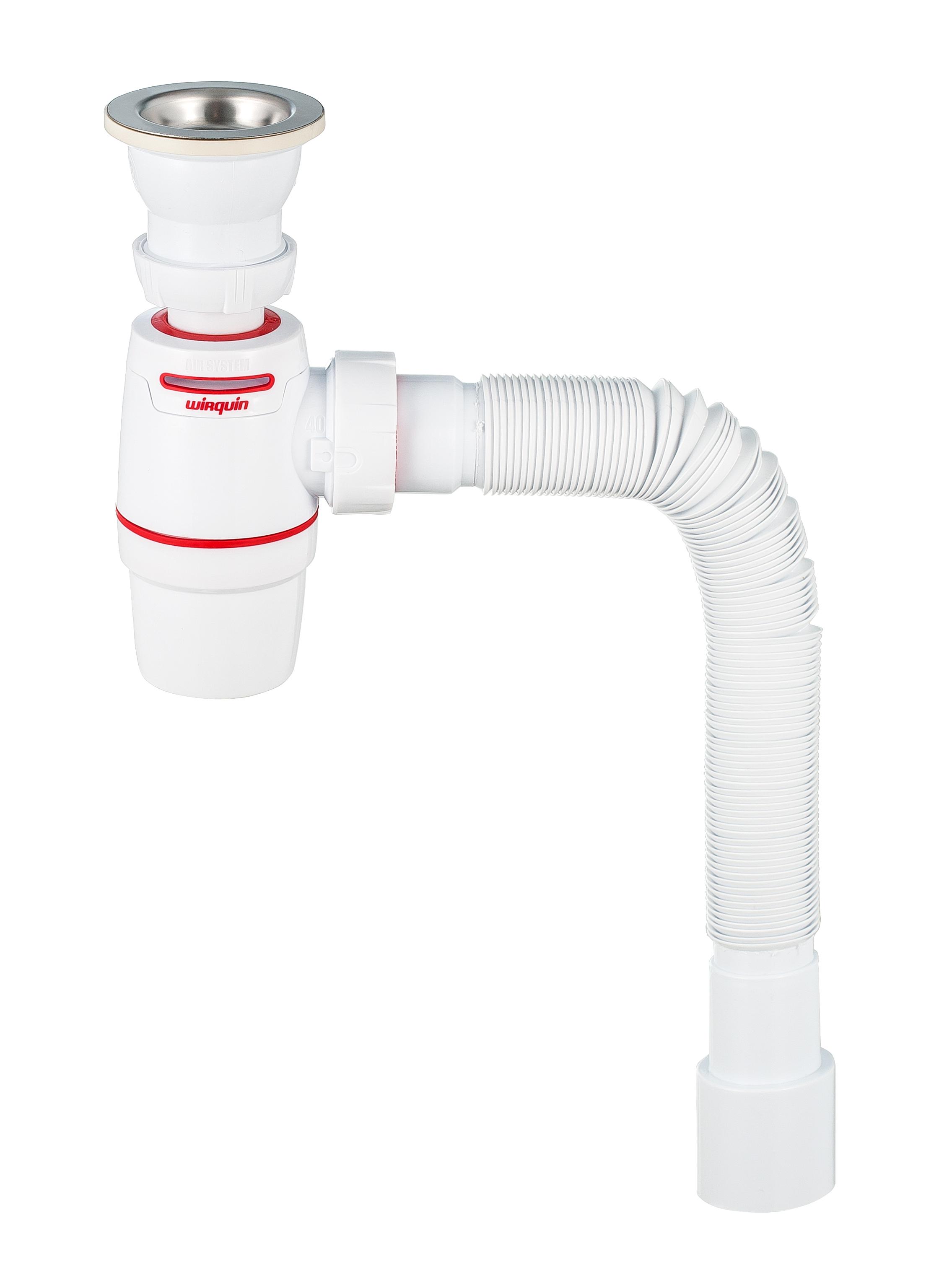 Сифон Wirquin Wirquin neo air с выпуском и гофротрубой L800 40х40/50 мм 30987083