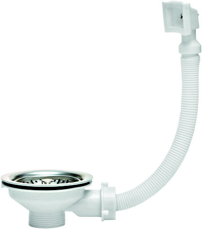 Выпуск чаша из нержавеющей стали Wirquin D90 мм с прямоугольным переливом 30717337