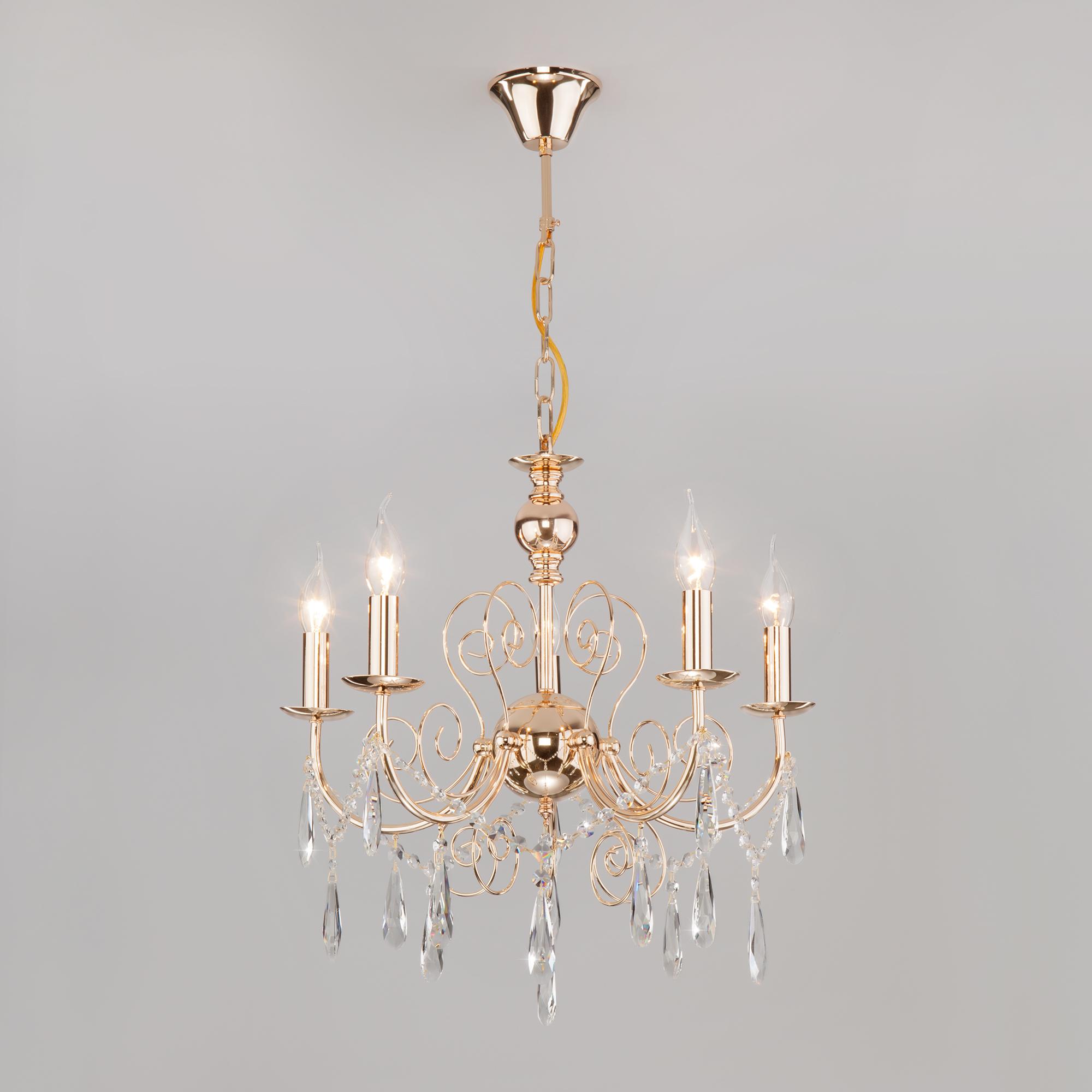 Подвесная люстра с хрусталем Eurosvet 10094/5 золото