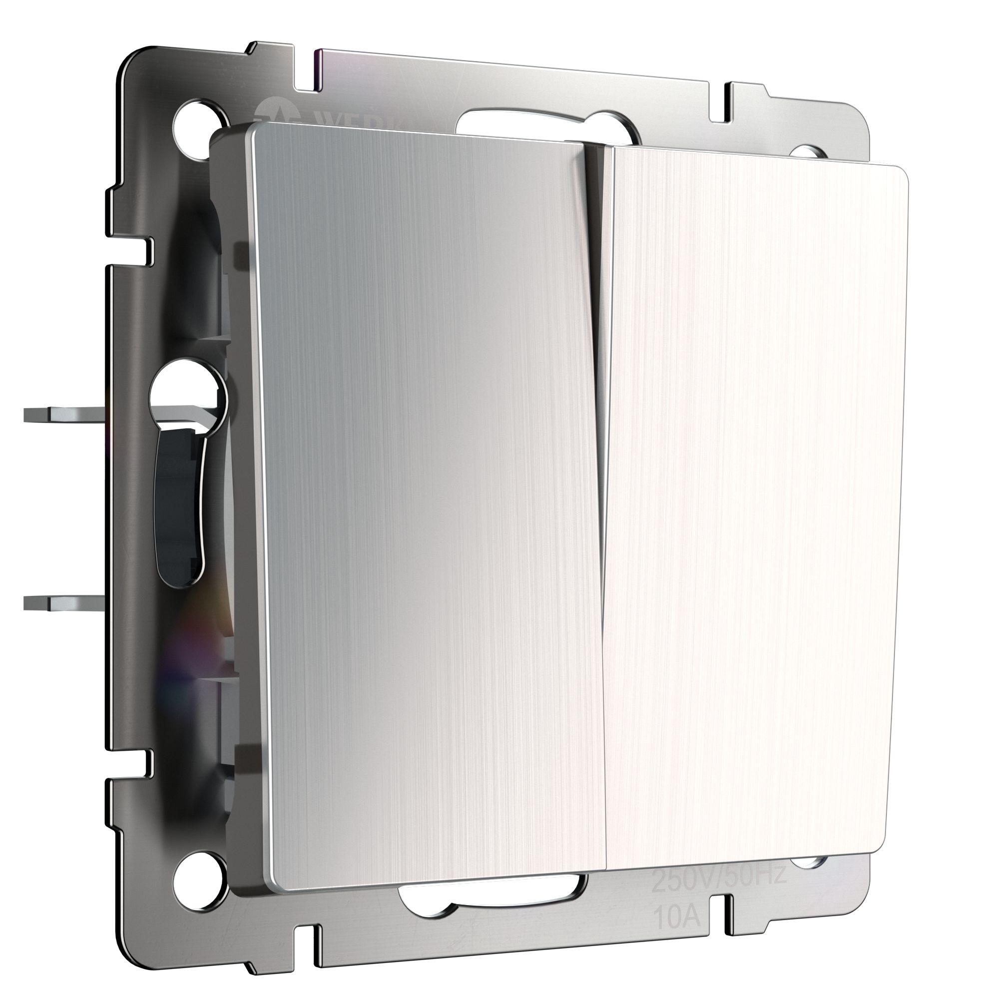 Выключатель двухклавишный глянцевый никель Werkel W1120002