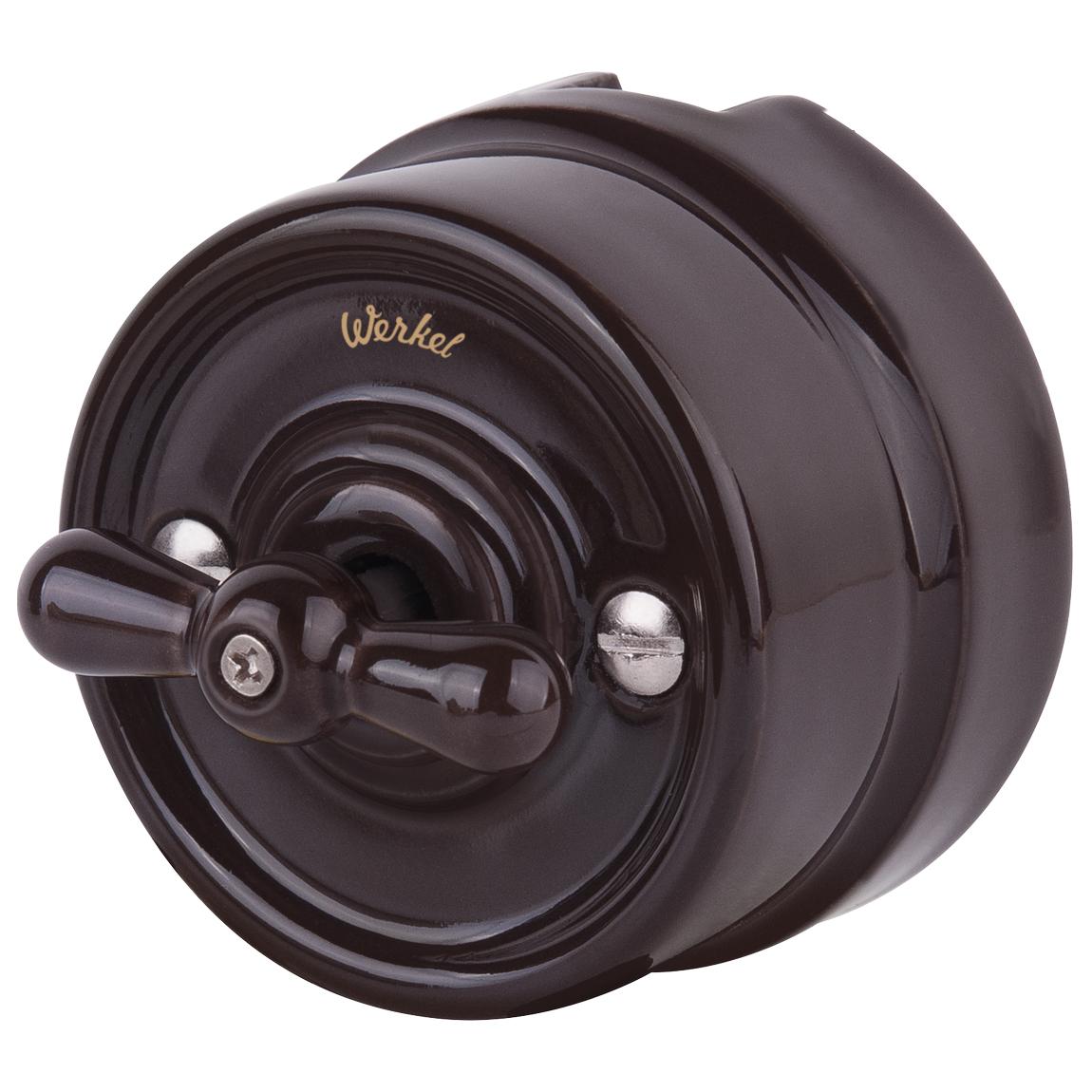 Переключатель одноклавишный коричневый ретро Werkel W5612014