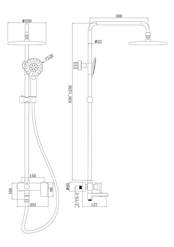 Душевая стойка со смесителем для ванны Bravat F6336370CP-A-RUS хром