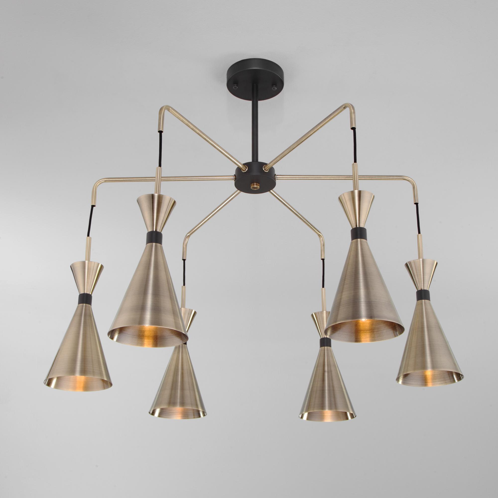 Люстра с плафонами Bogate's 316/6 латунь/черный