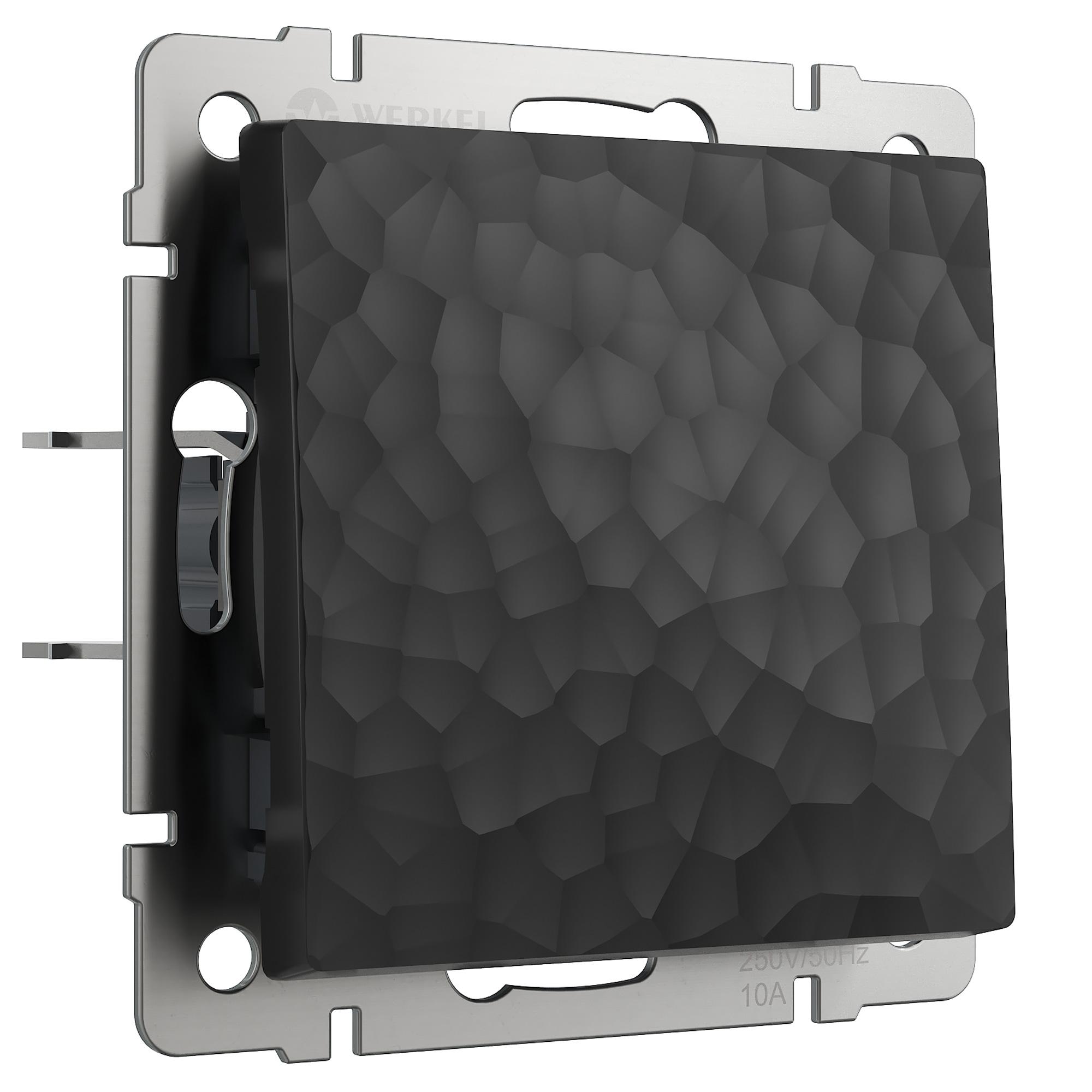 Выключатель одноклавишный проходной черный Werkel W1212008