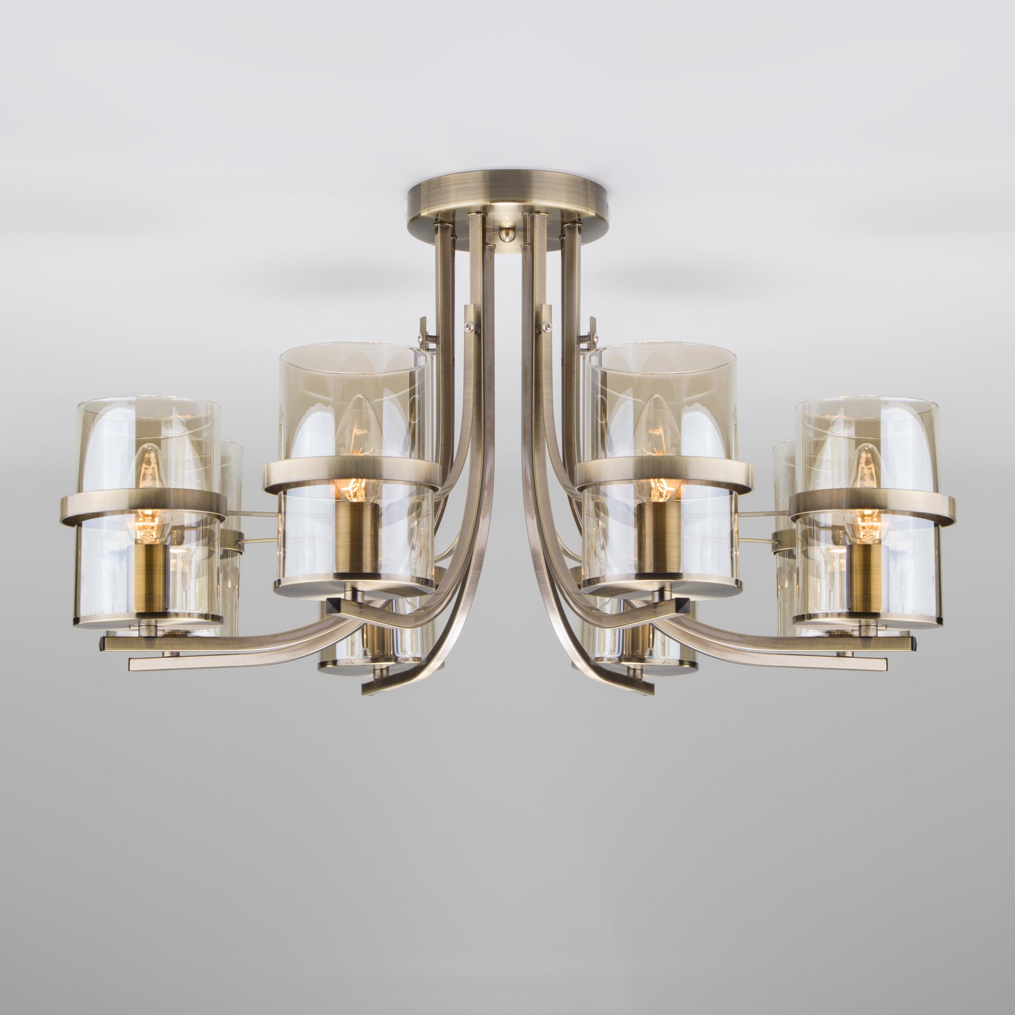 Потолочная люстра со стеклянными плафонами Eurosvet 60085/8 античная бронза