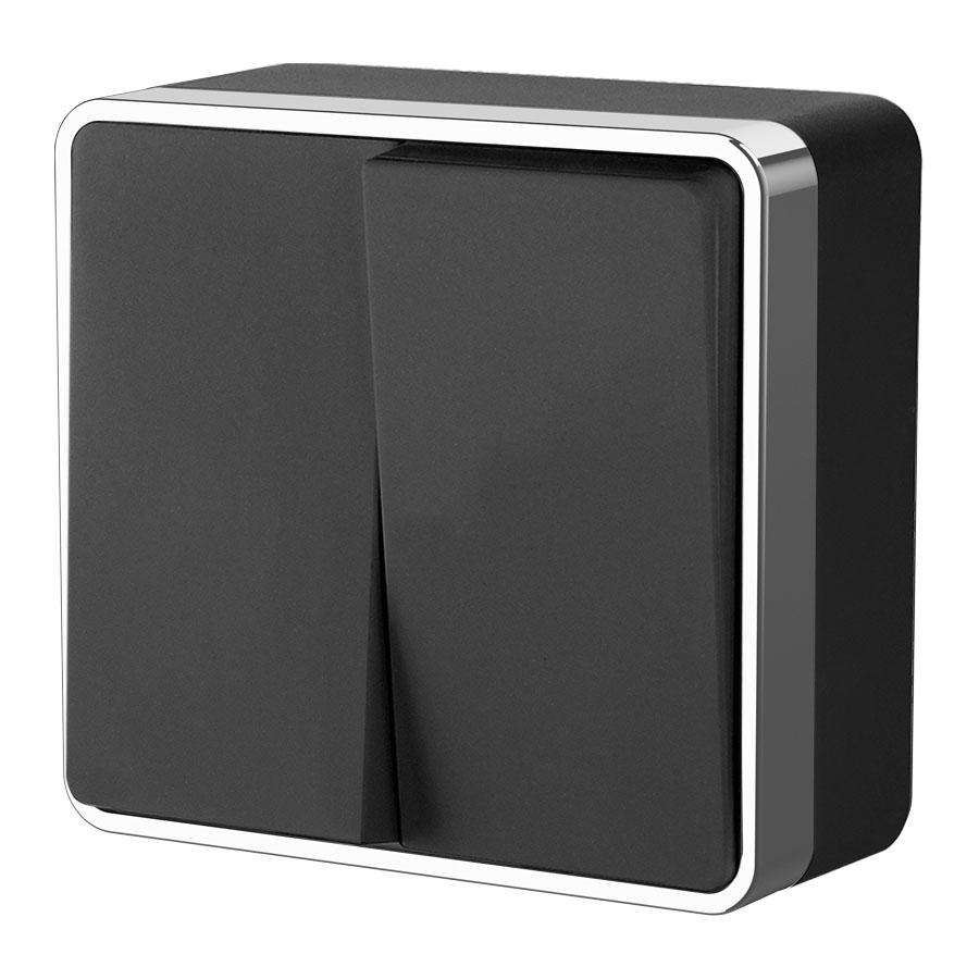 Выключатель двухклавишный Gallant черный/хром Werkel W5020035
